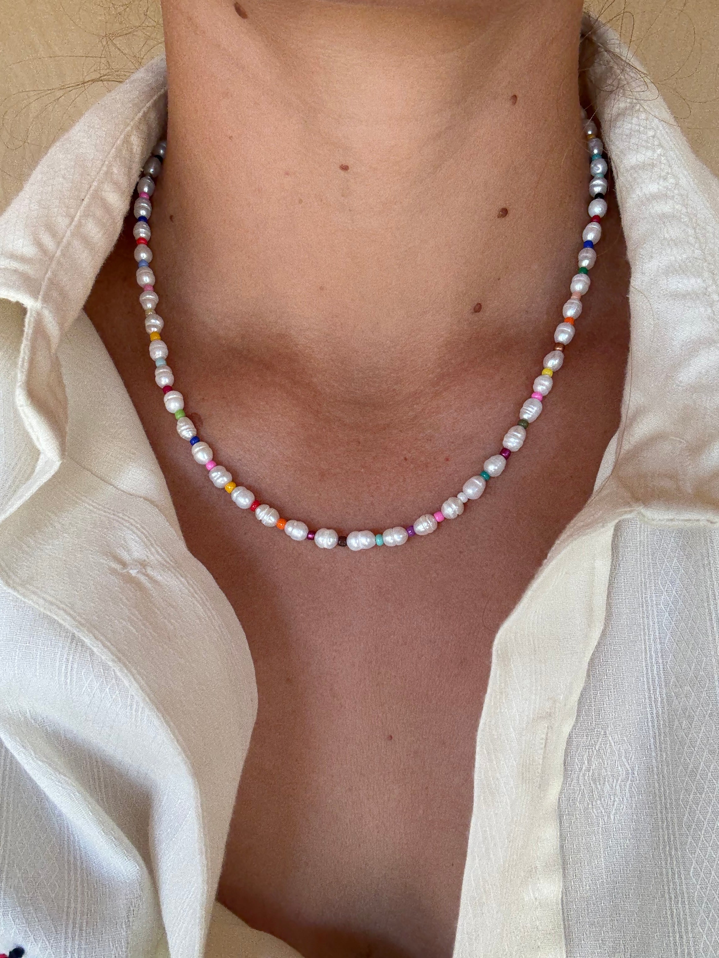 Smaller Pearl & Bead Necklace
