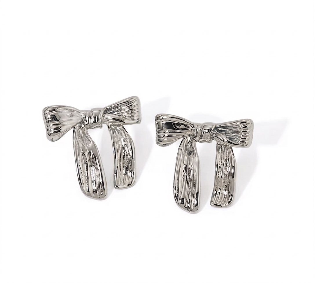 Silver Bow Earrings