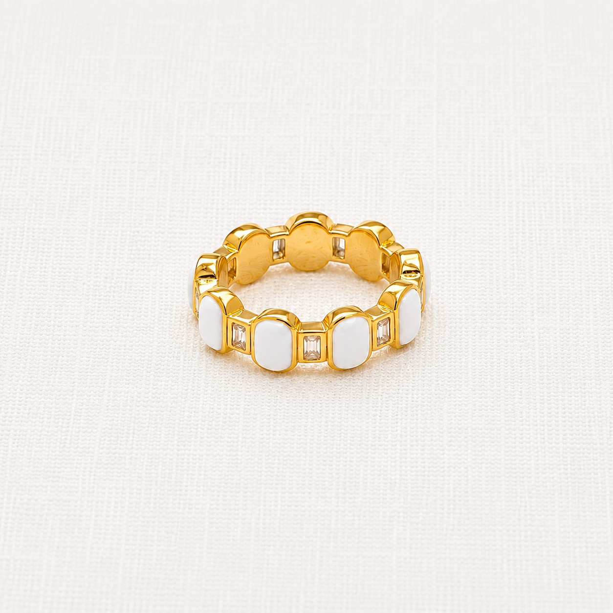White Baguette Cz Ring
