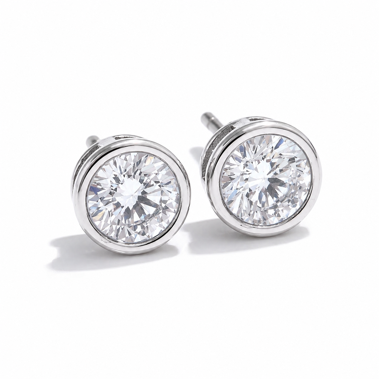 Round Cz Silver Studs