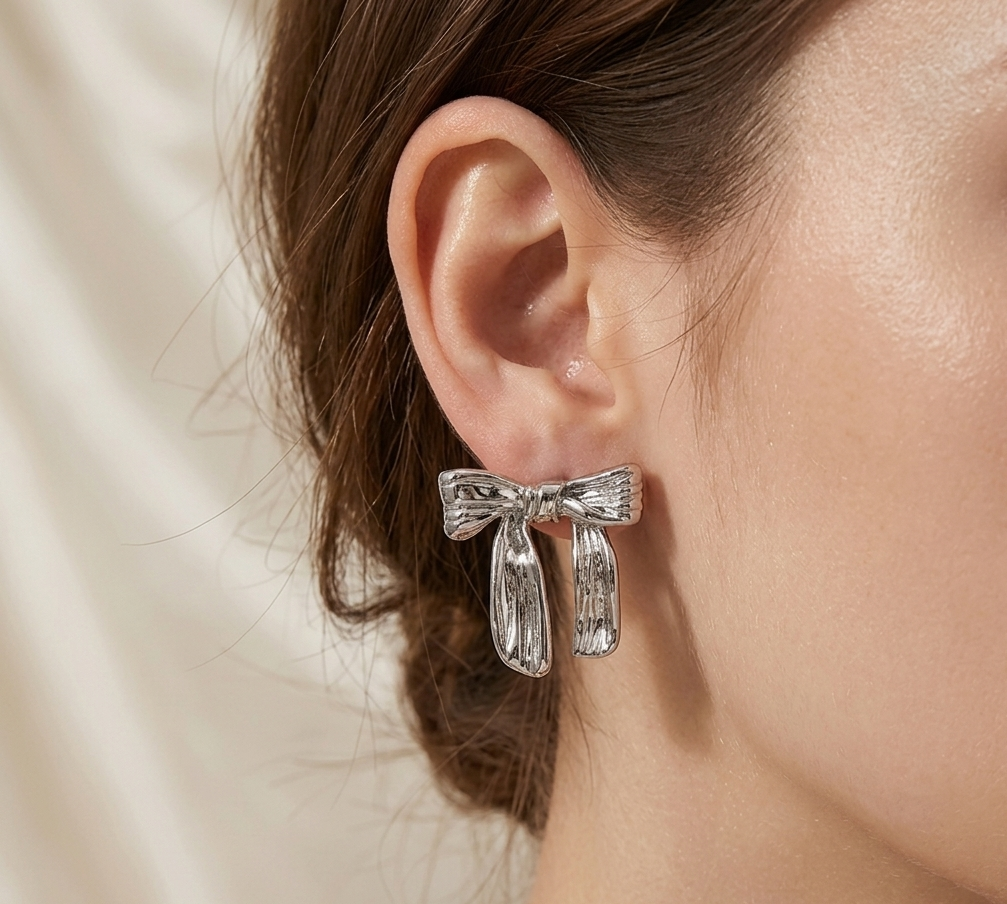 Silver Bow Earrings