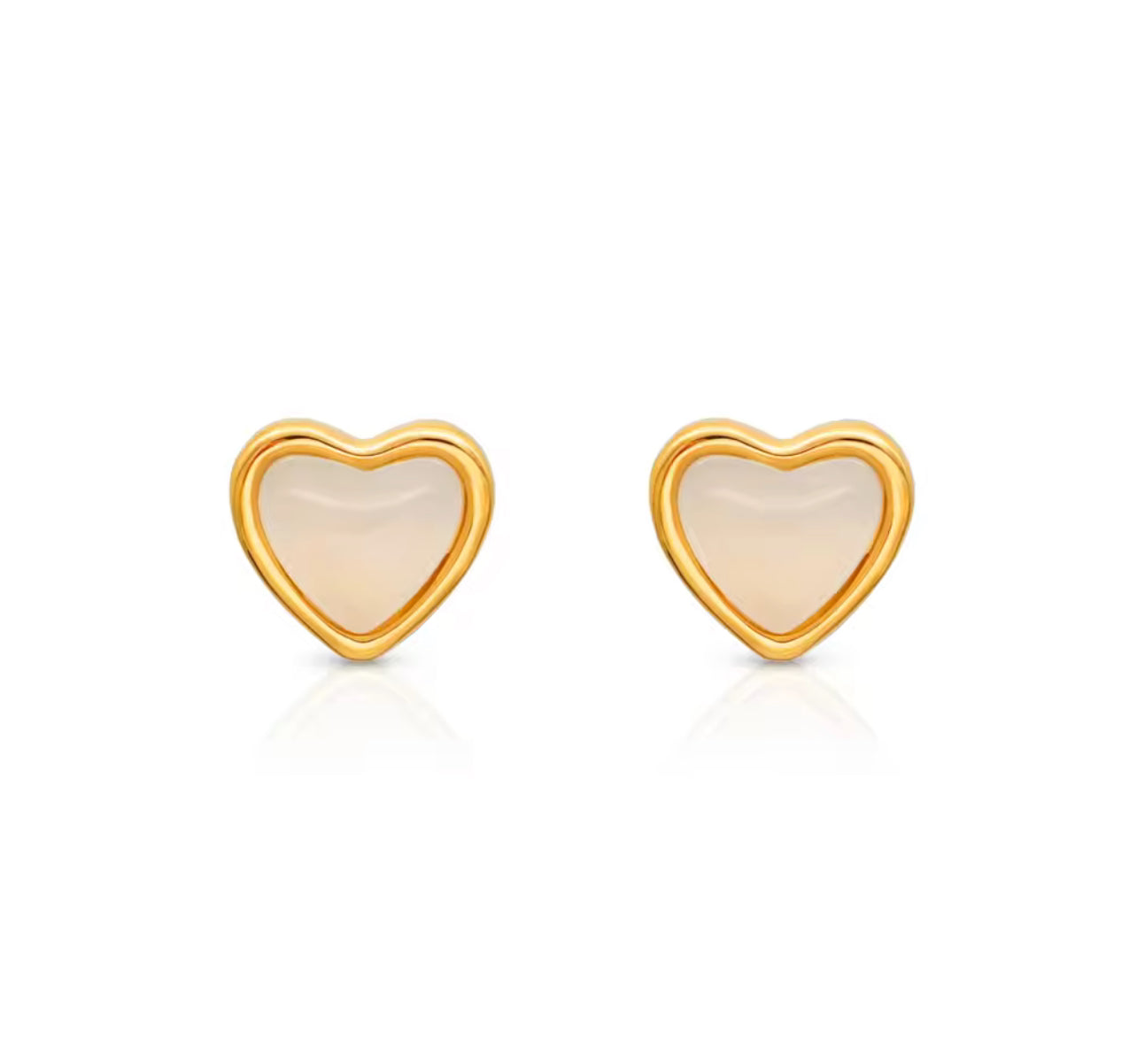 Off White Heart Studs