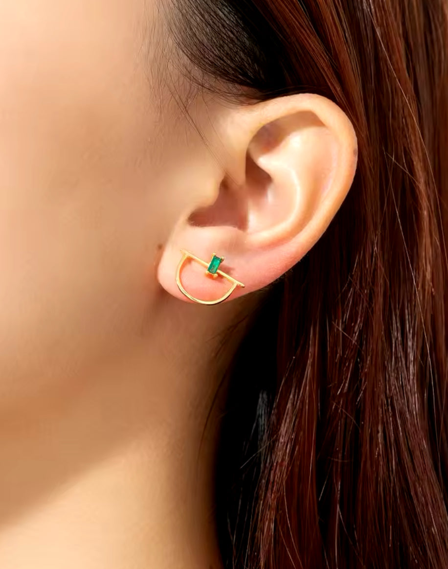 Emerald Gold Studs