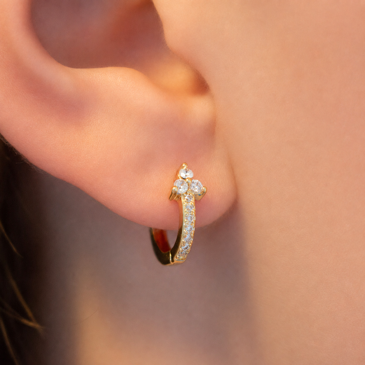 CZ Cluster Gold Huggies