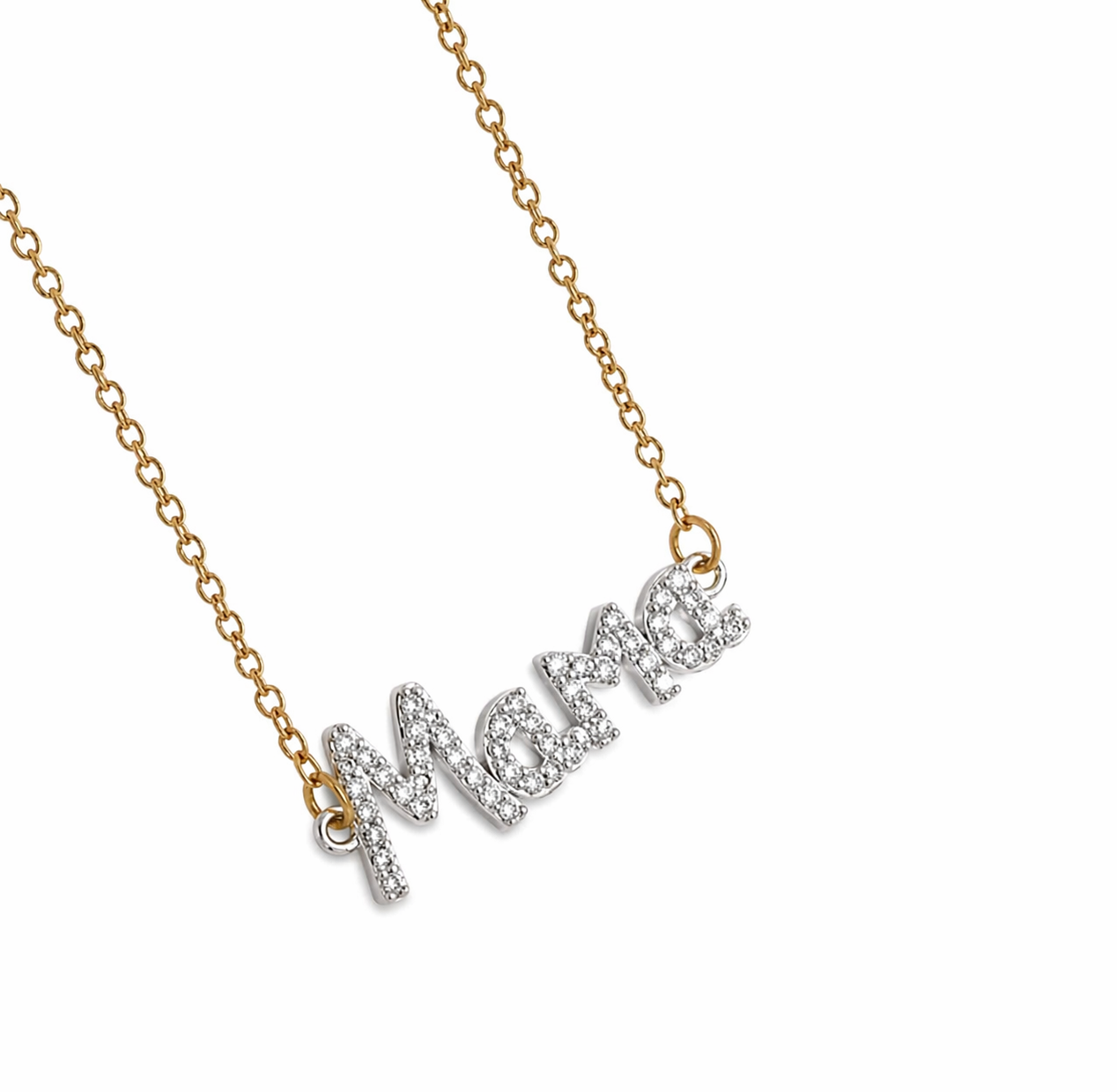 Gold and silver 'Mama' necklace 