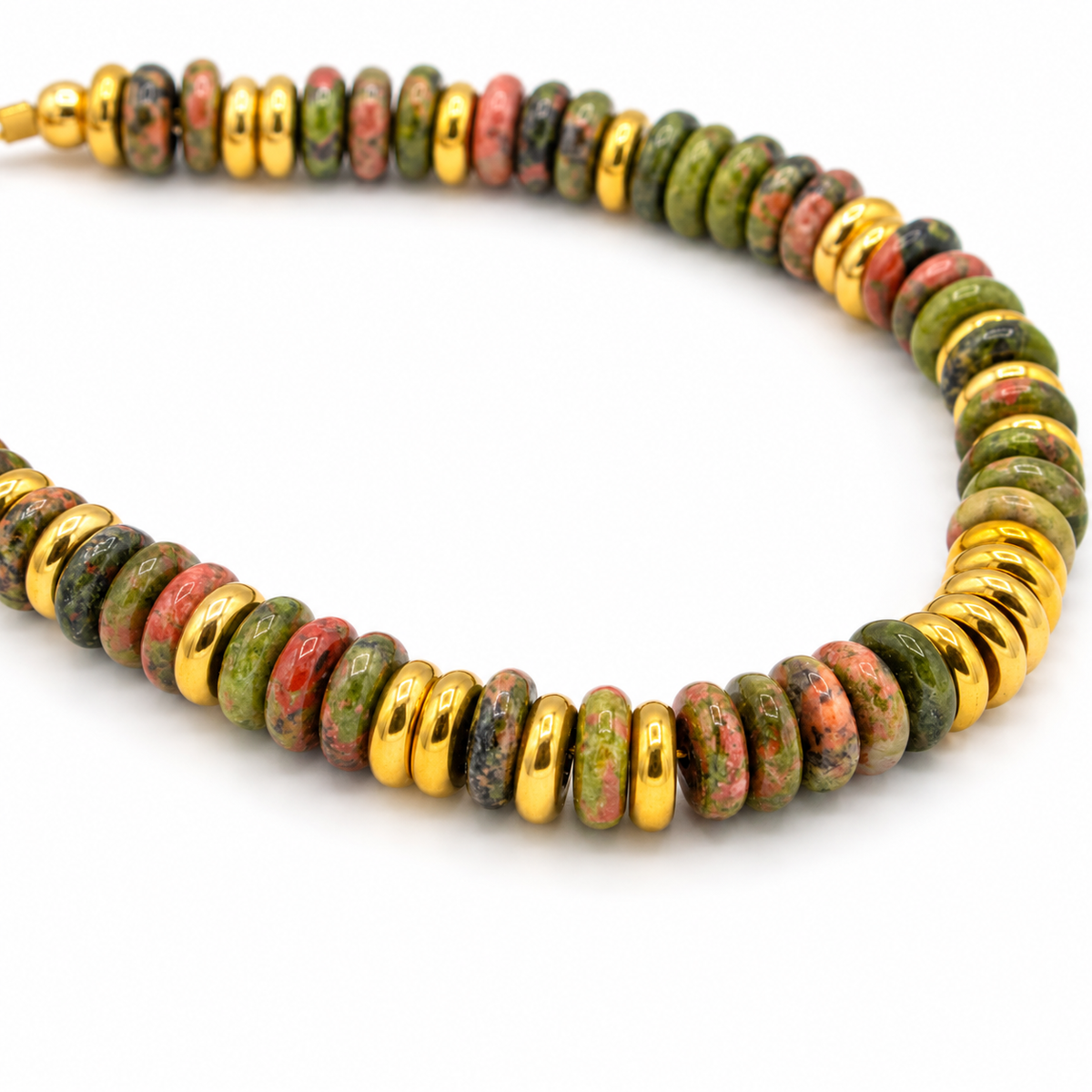 Deep Green and Gold Beaded Bracelet