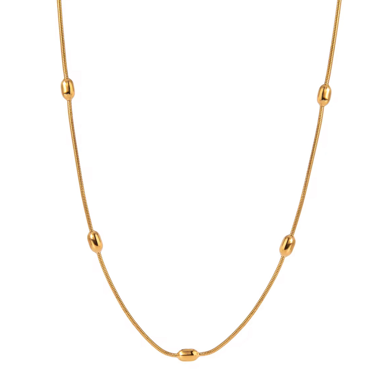 Gold necklace with small beads