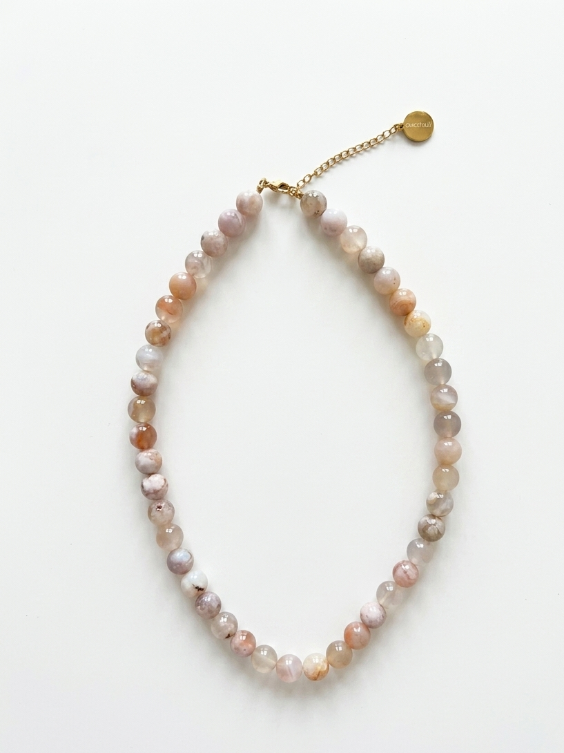 Necklace with multicolored beads, Natural Stone, Gracefully