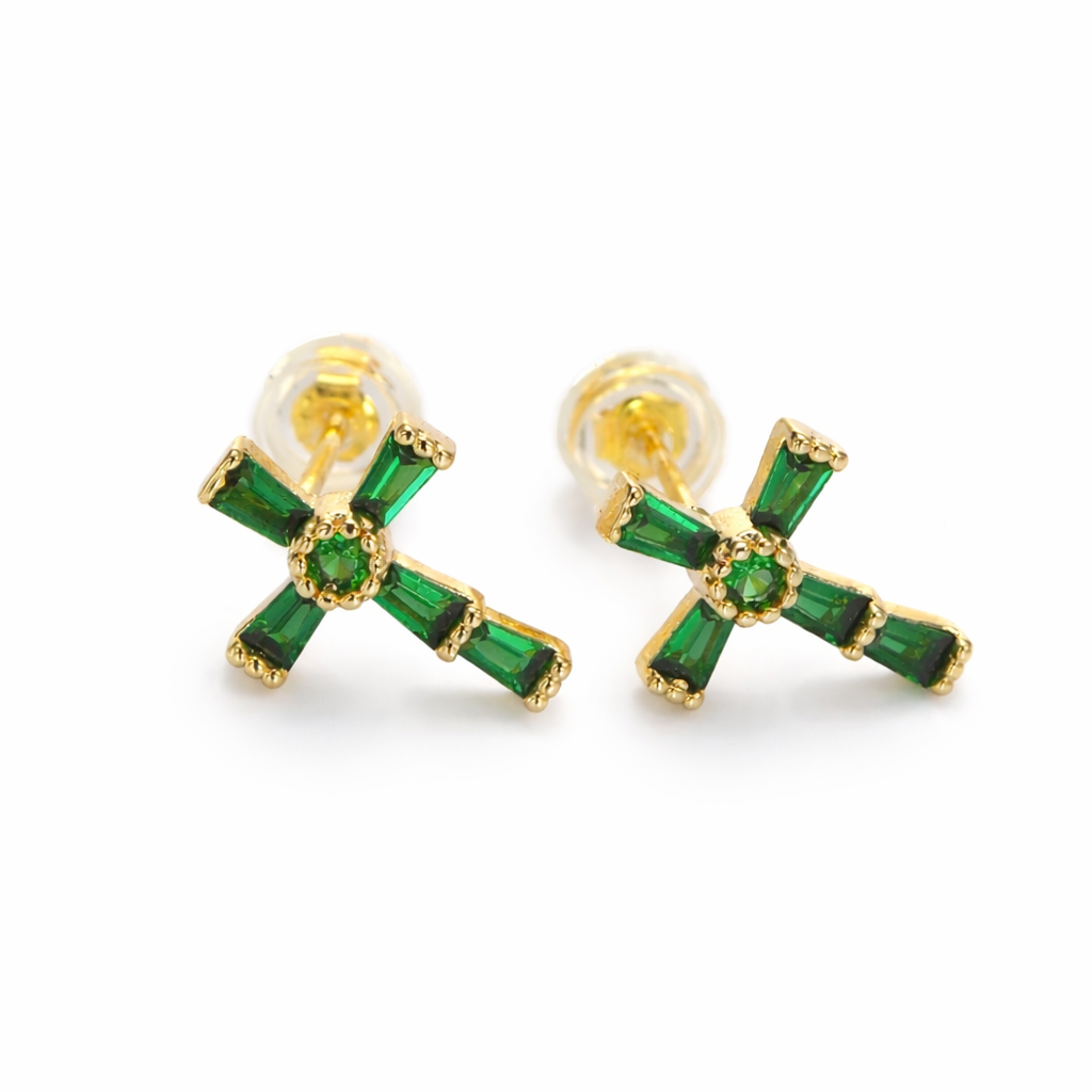 Baguette Cross Studs