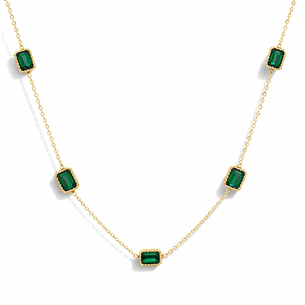 Classic Emerald Cz Stone Necklace