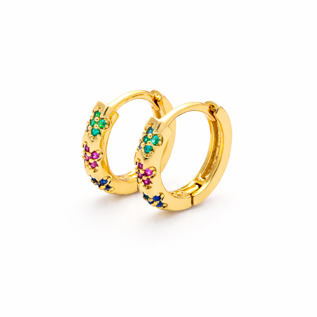Multi Cz Flower Huggies