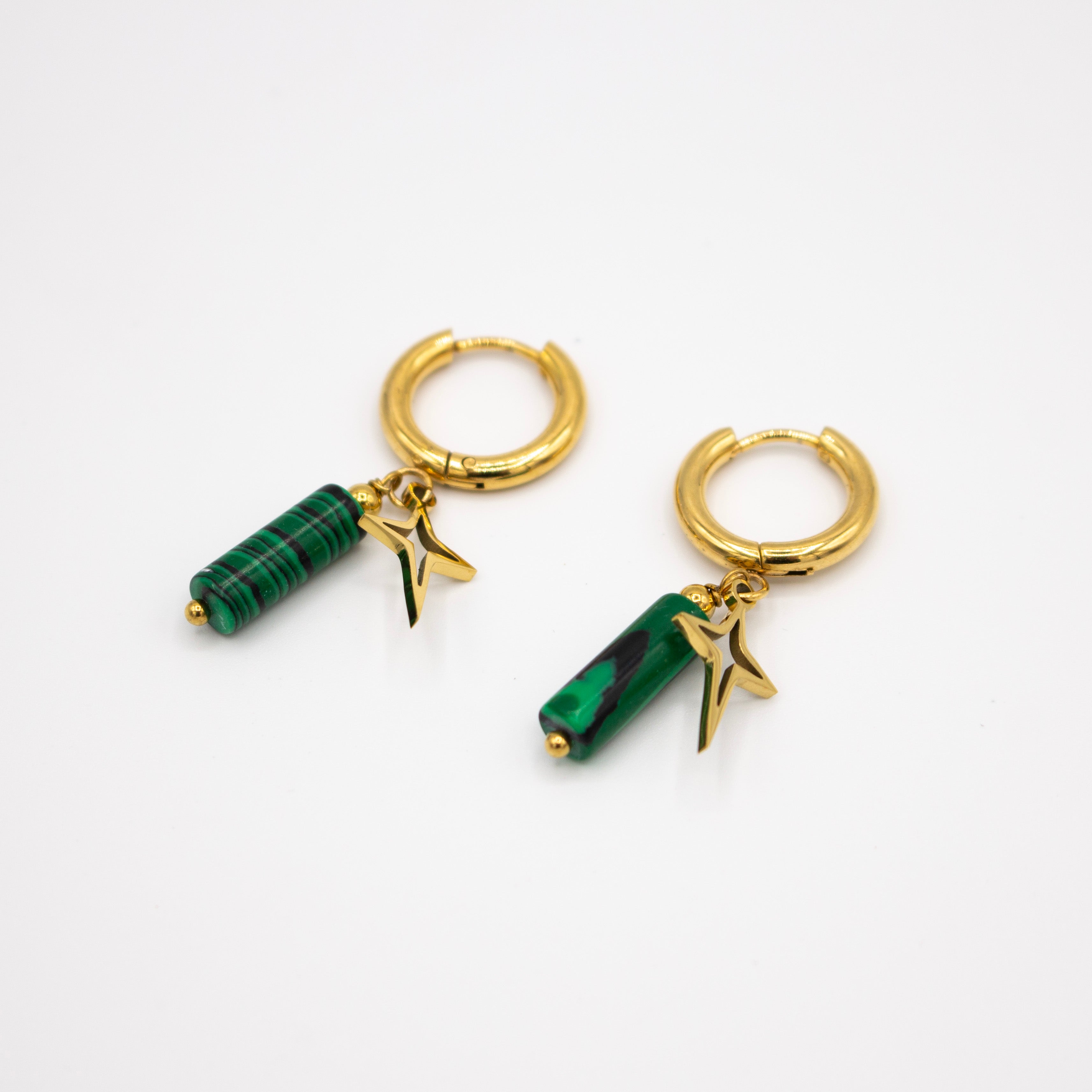 Green Star Cross Earrings