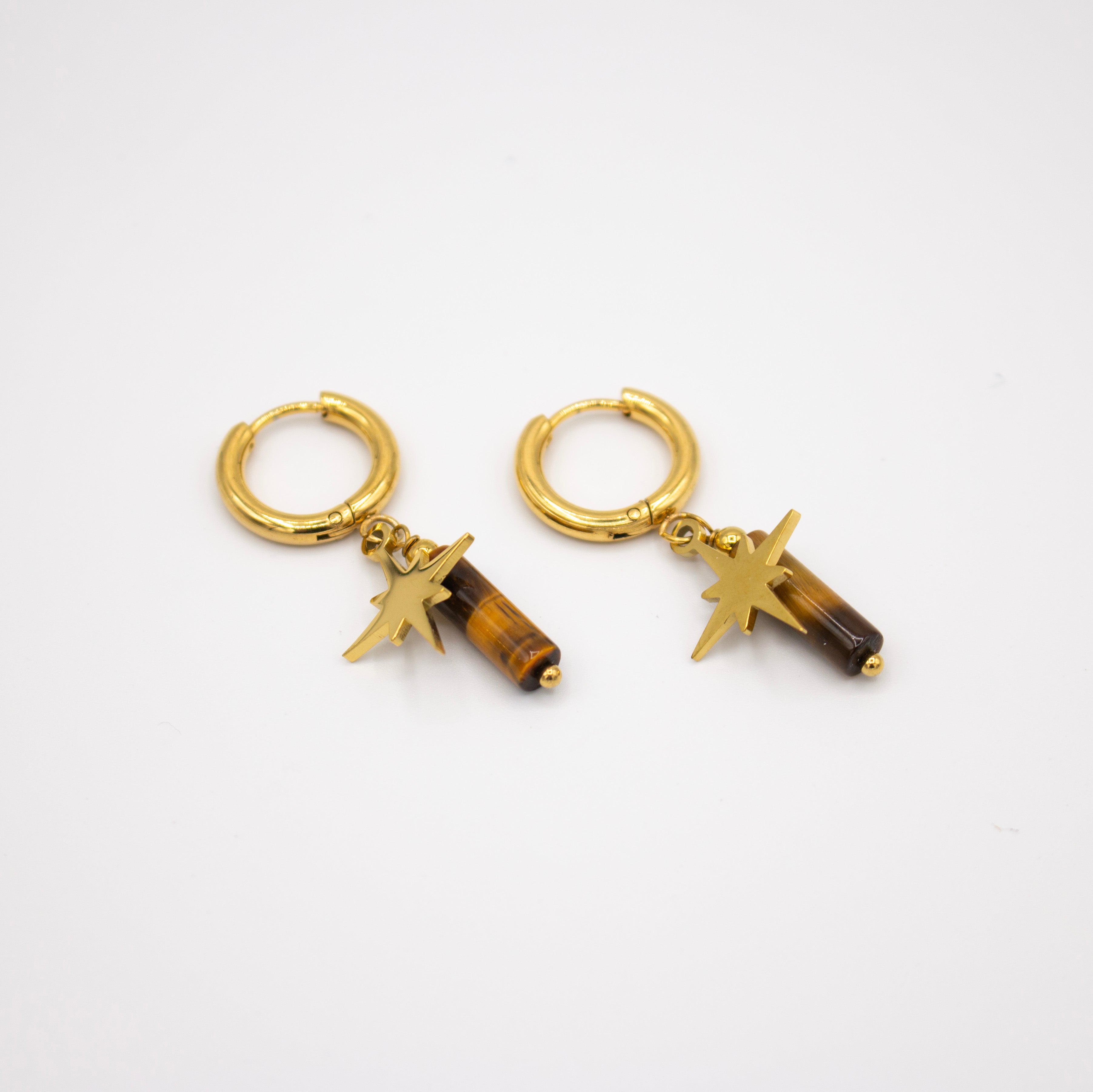 Brown Star Cross Earrings