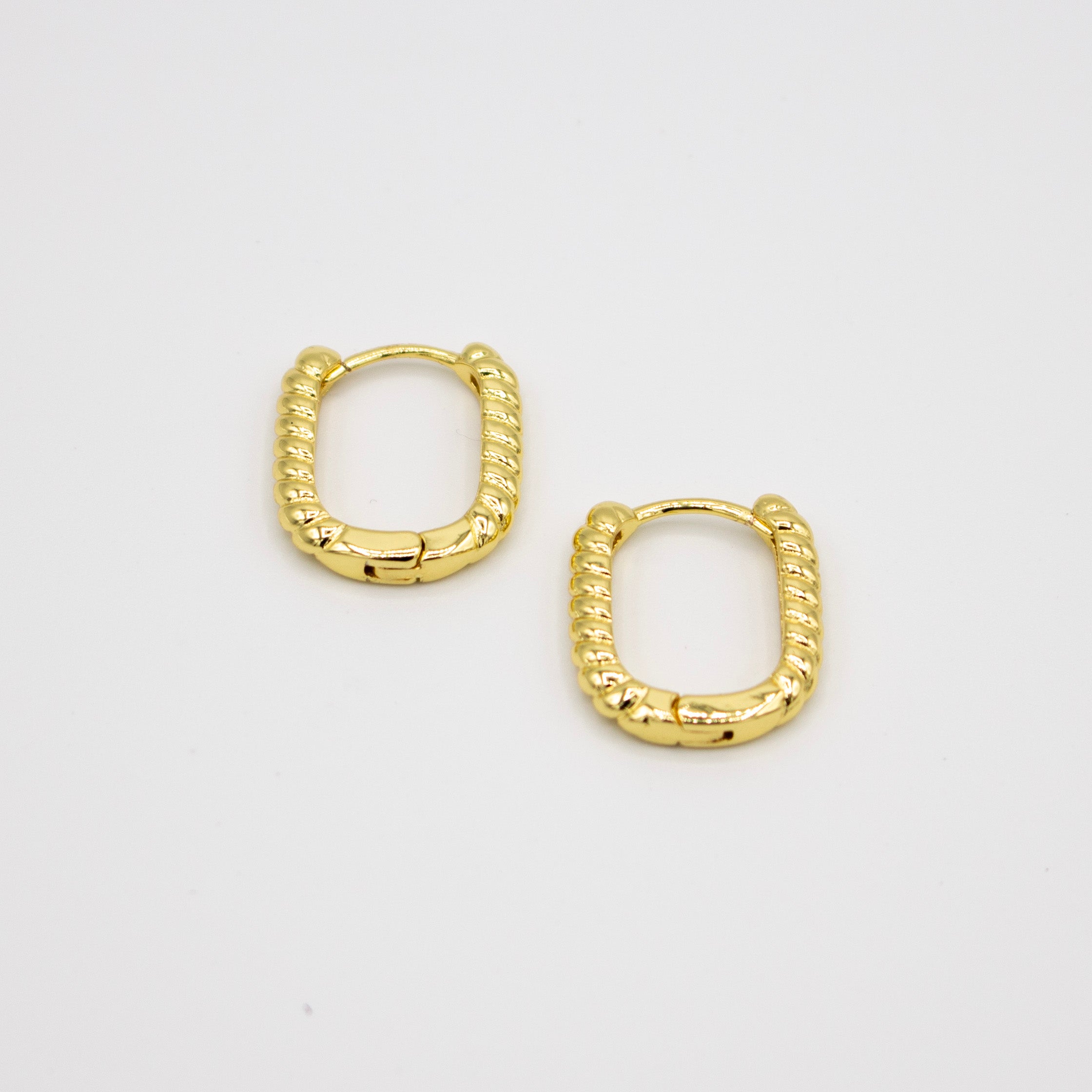 Gold Rounded Rectangle Earrings