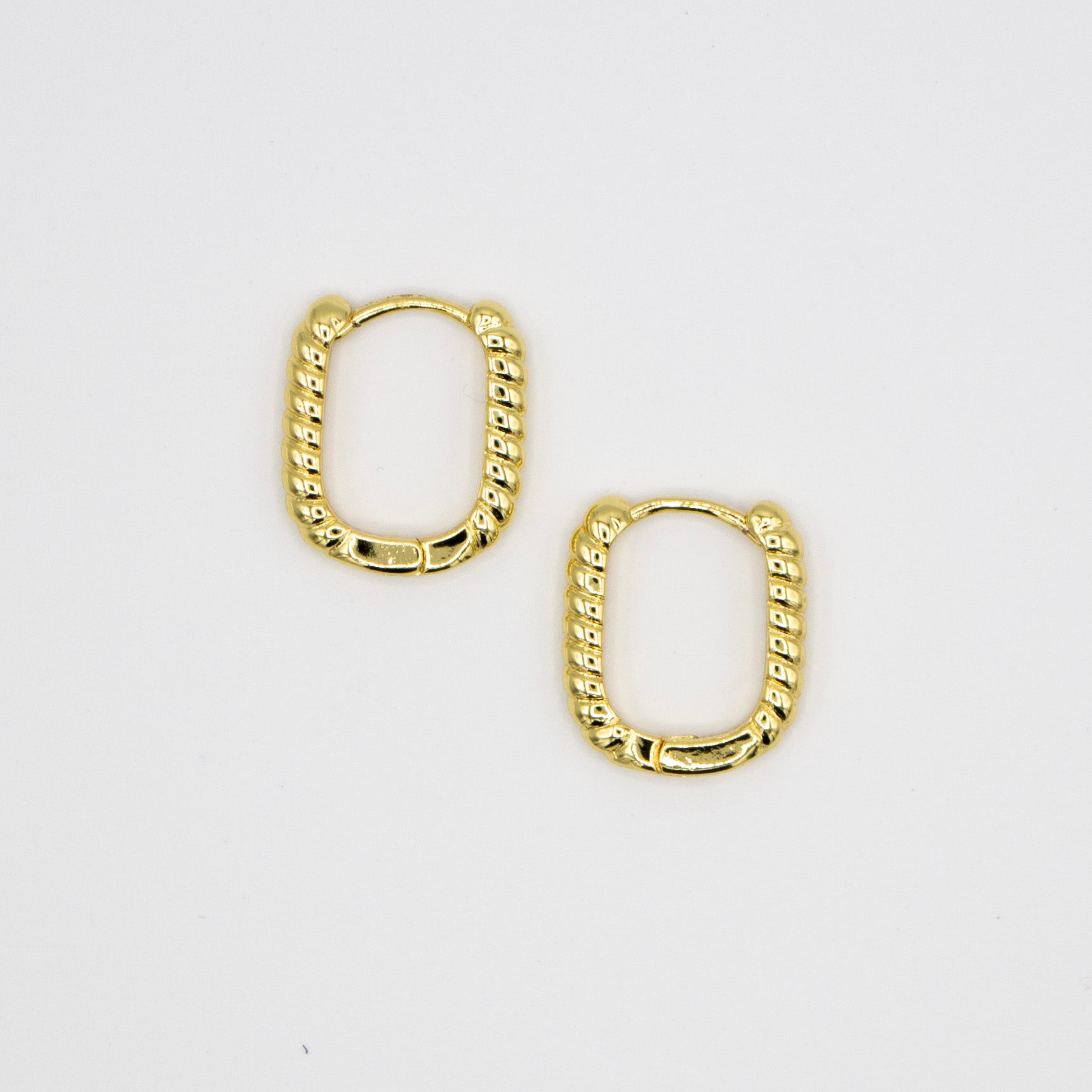 Gold Rounded Rectangle Earrings