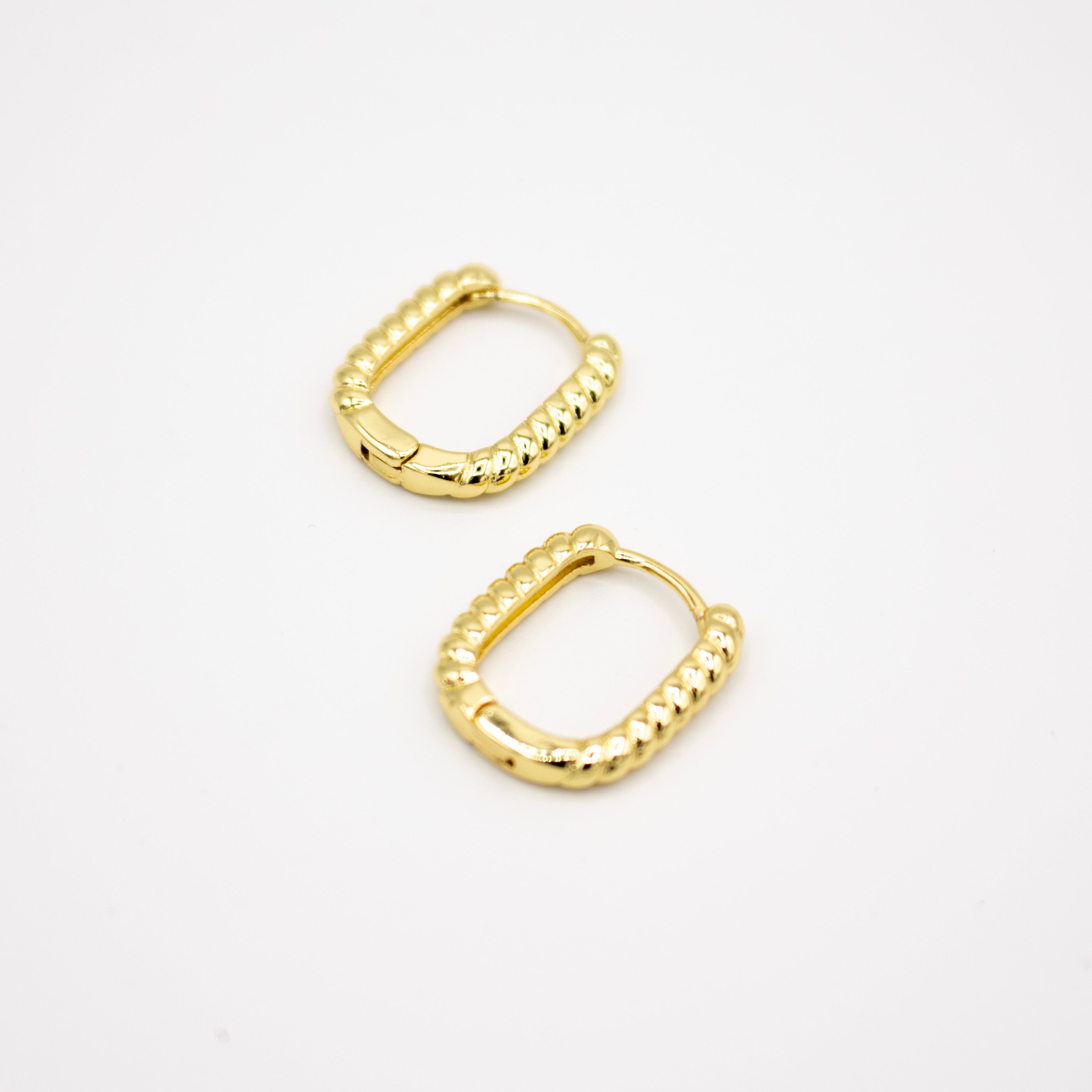 Gold Rounded Rectangle Earrings