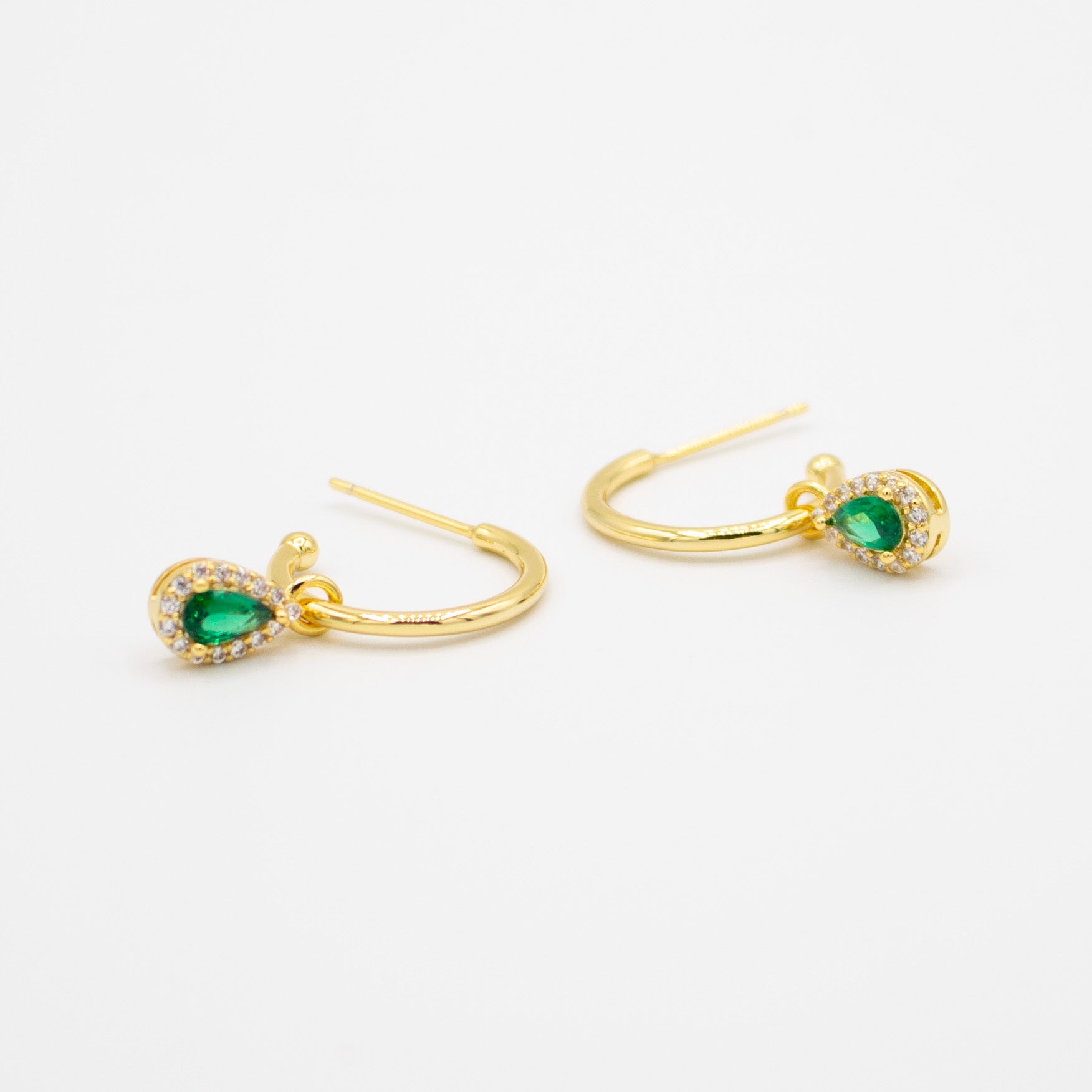 Golden Hook Green Jewel Earrings