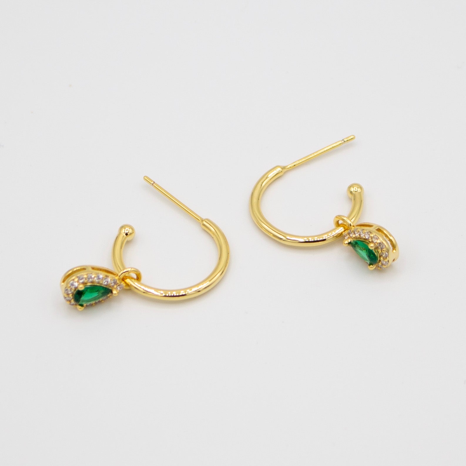 Golden Hook Green Jewel Earrings