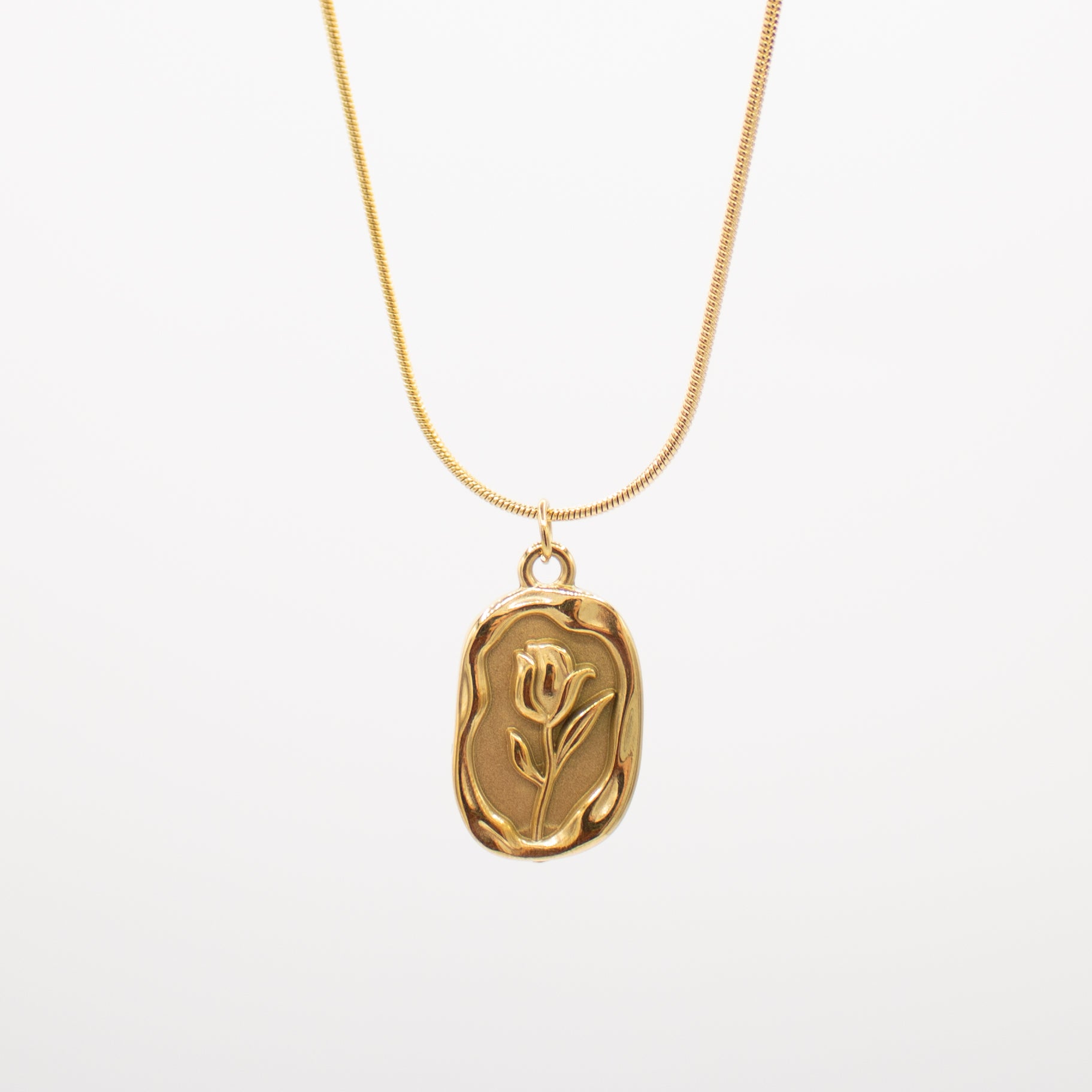 Embossed Golden Flower Pendant