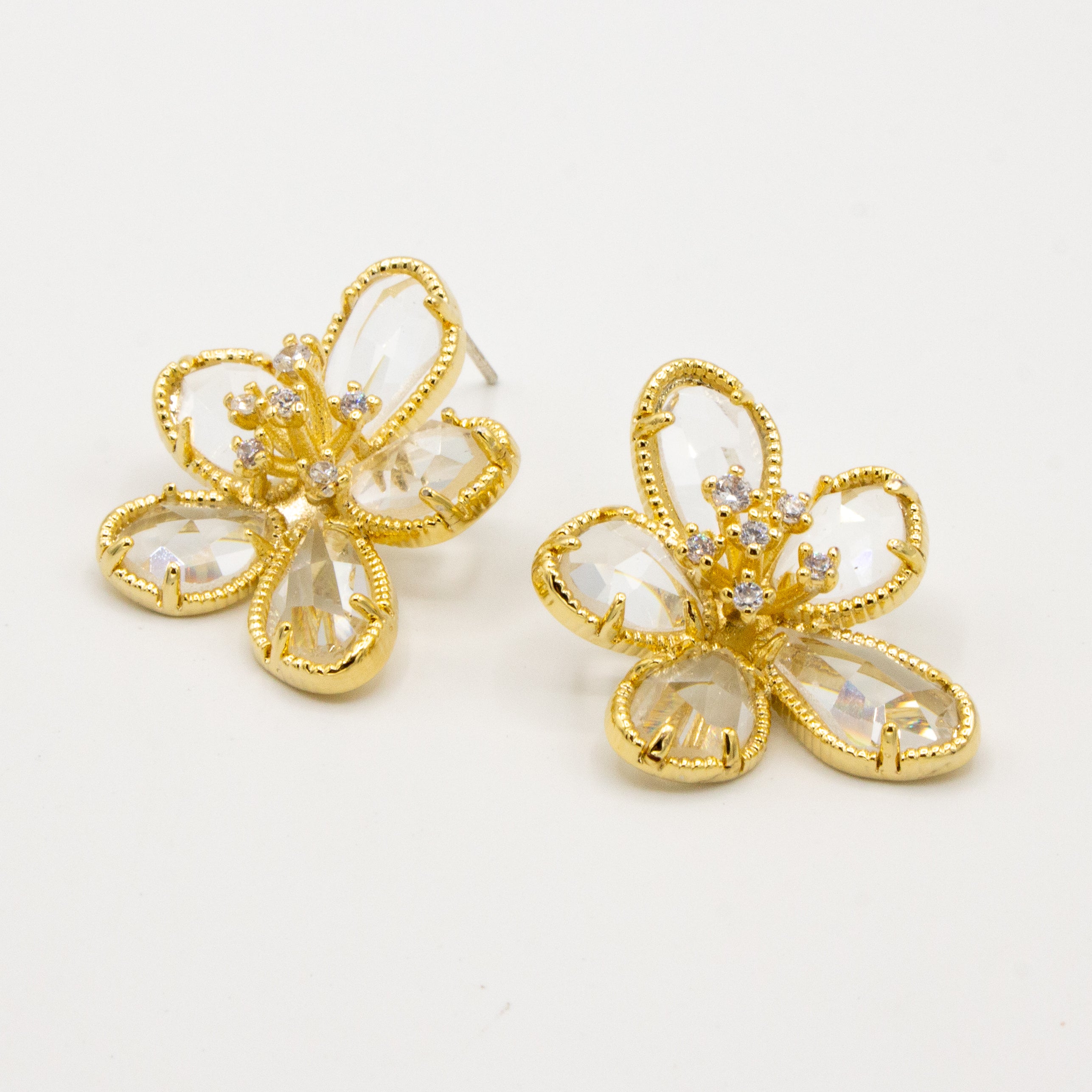 Large Golden Flower Earrings