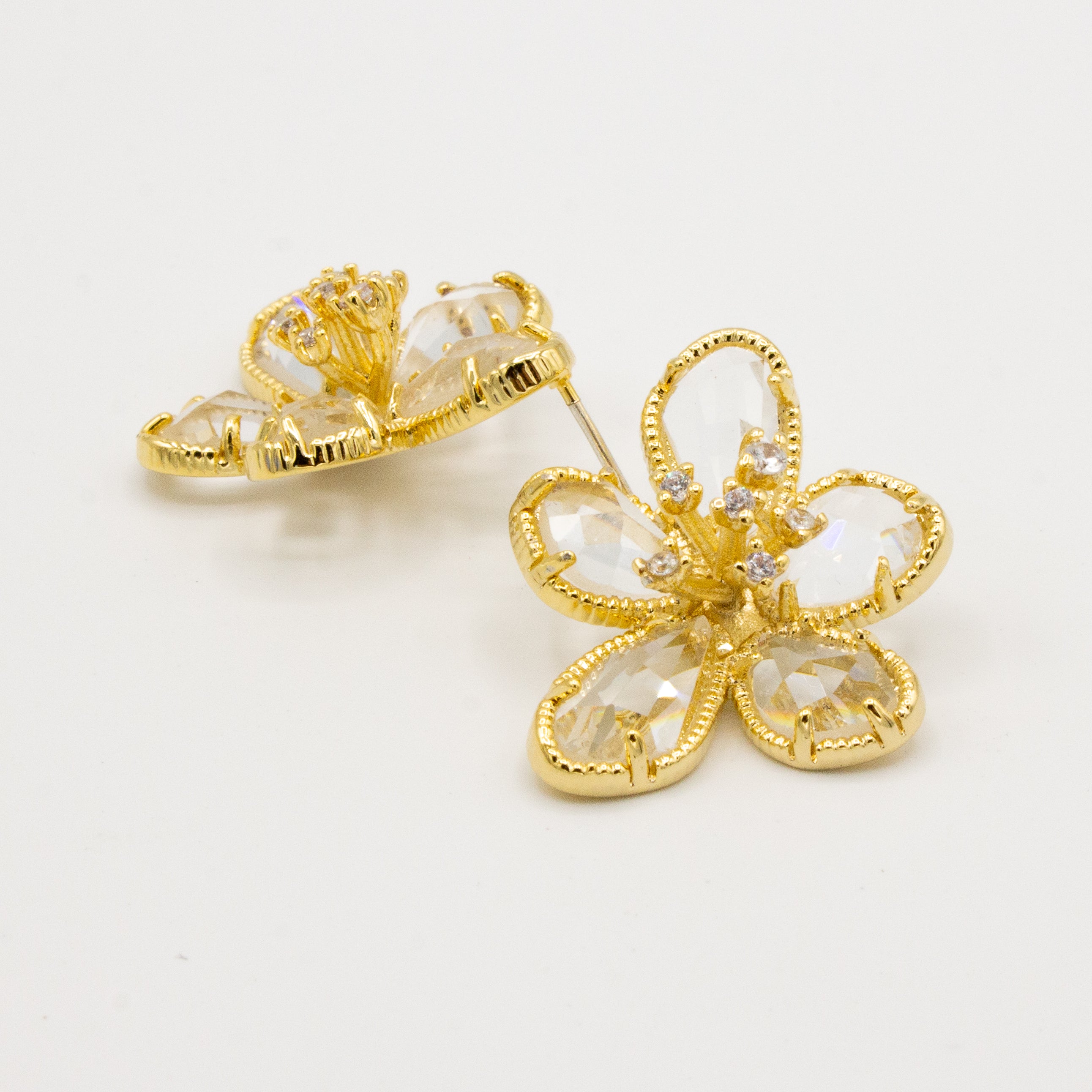 Large Golden Flower Earrings