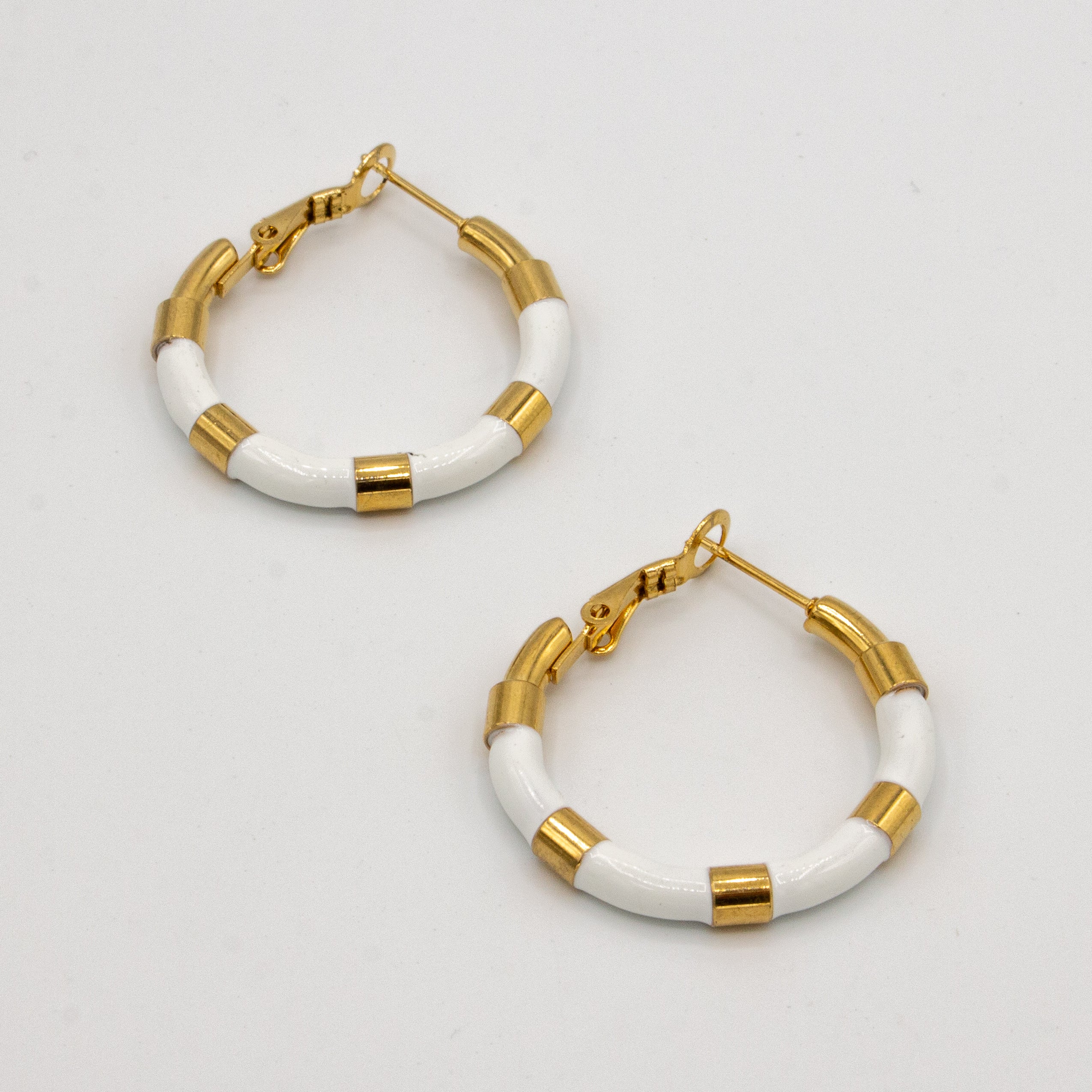 Golden & White Hoop Earrings