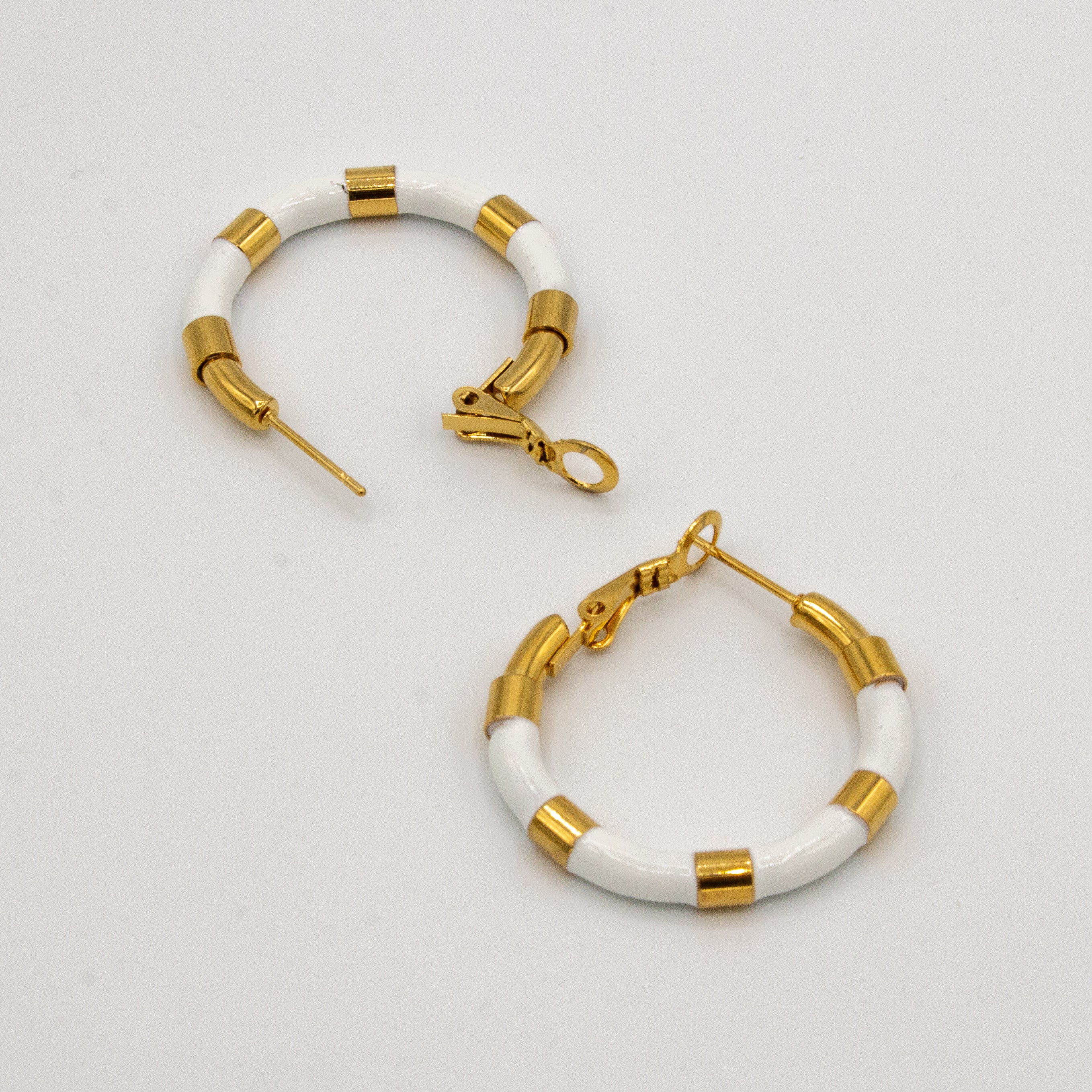 Golden & White Hoop Earrings