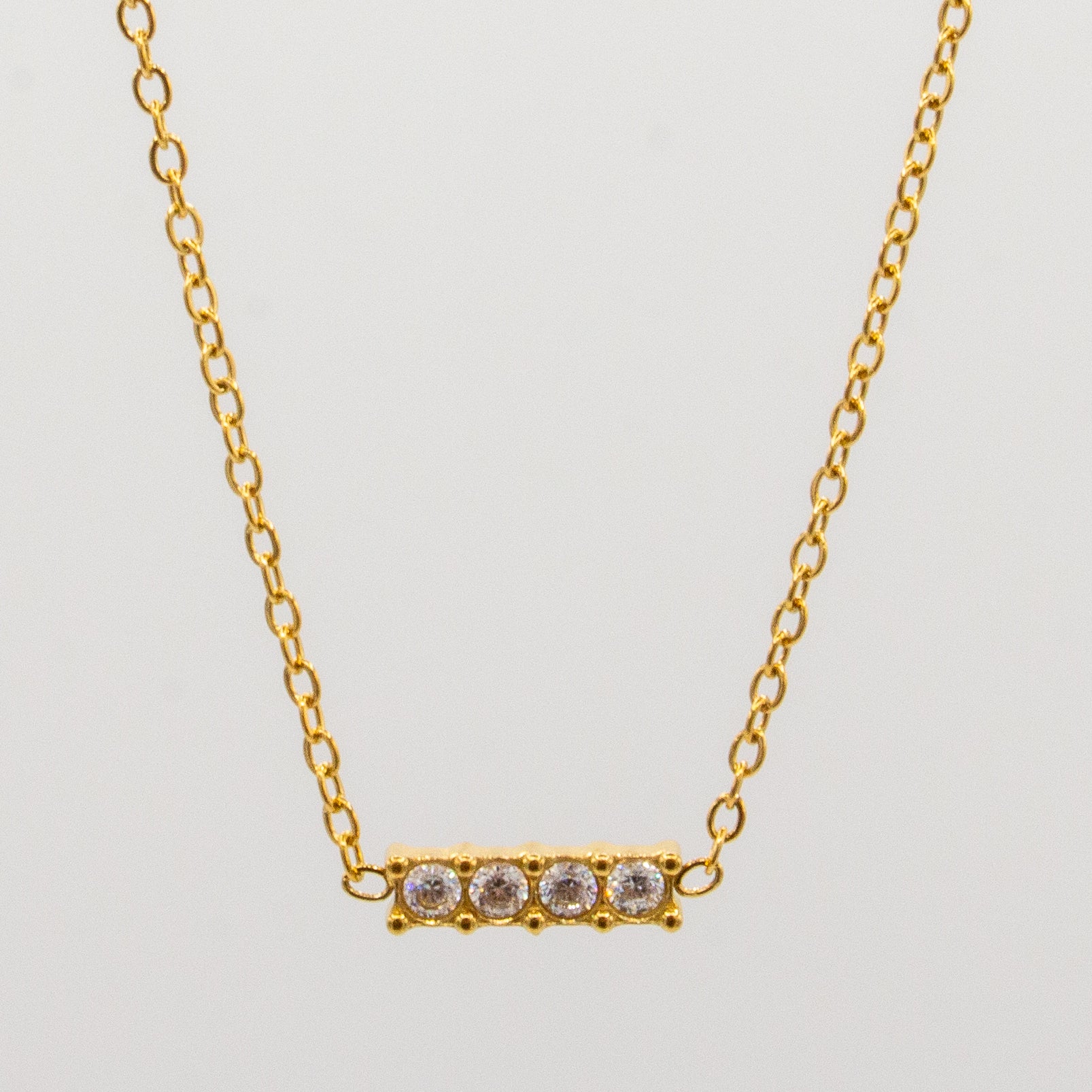 Studded Gold Bar Necklace