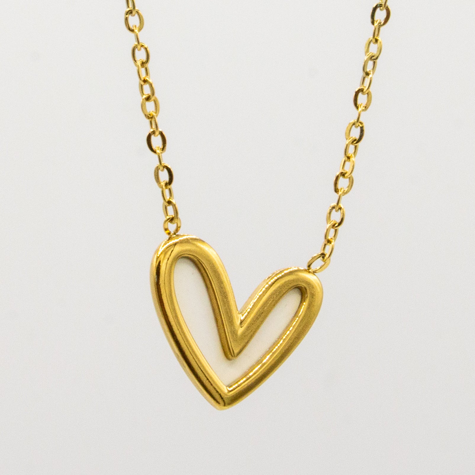 Golden & White Heart Necklace