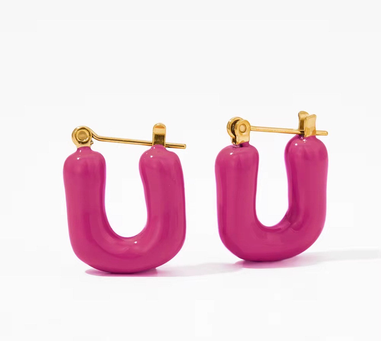 Hot Pink U Earrings