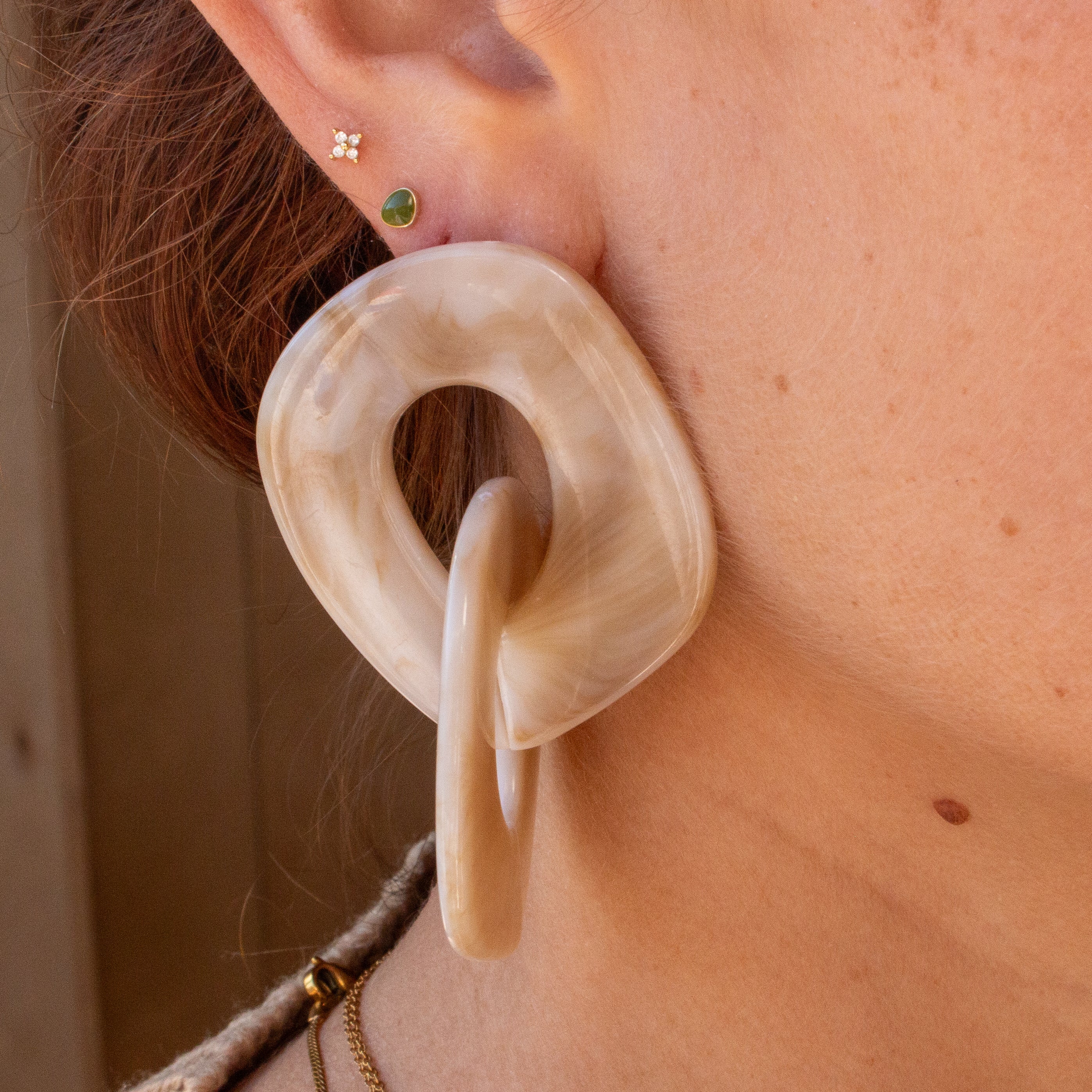 Green Flat Hoop Earrings