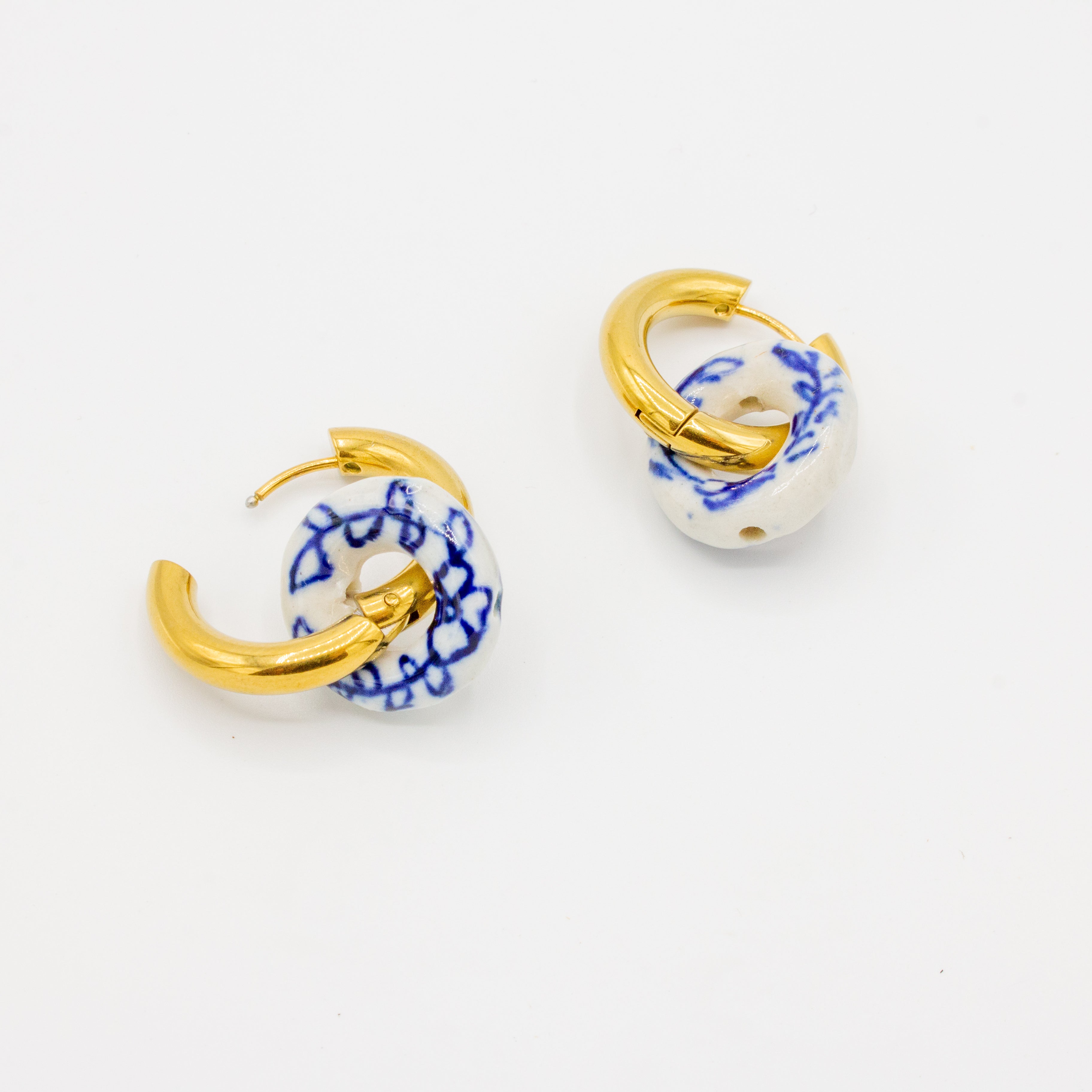 Watercolor Design Dangle Hoops