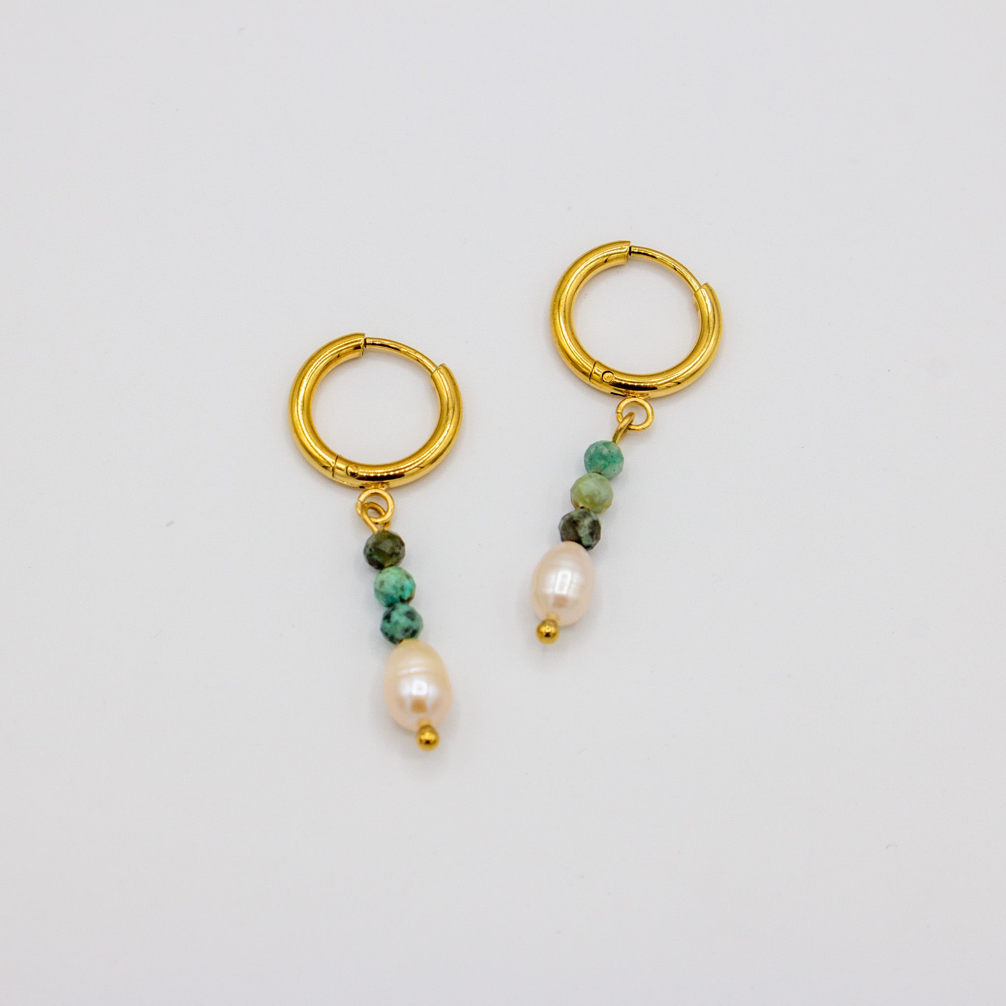 Turquoise + Pearl Dangle Earrings