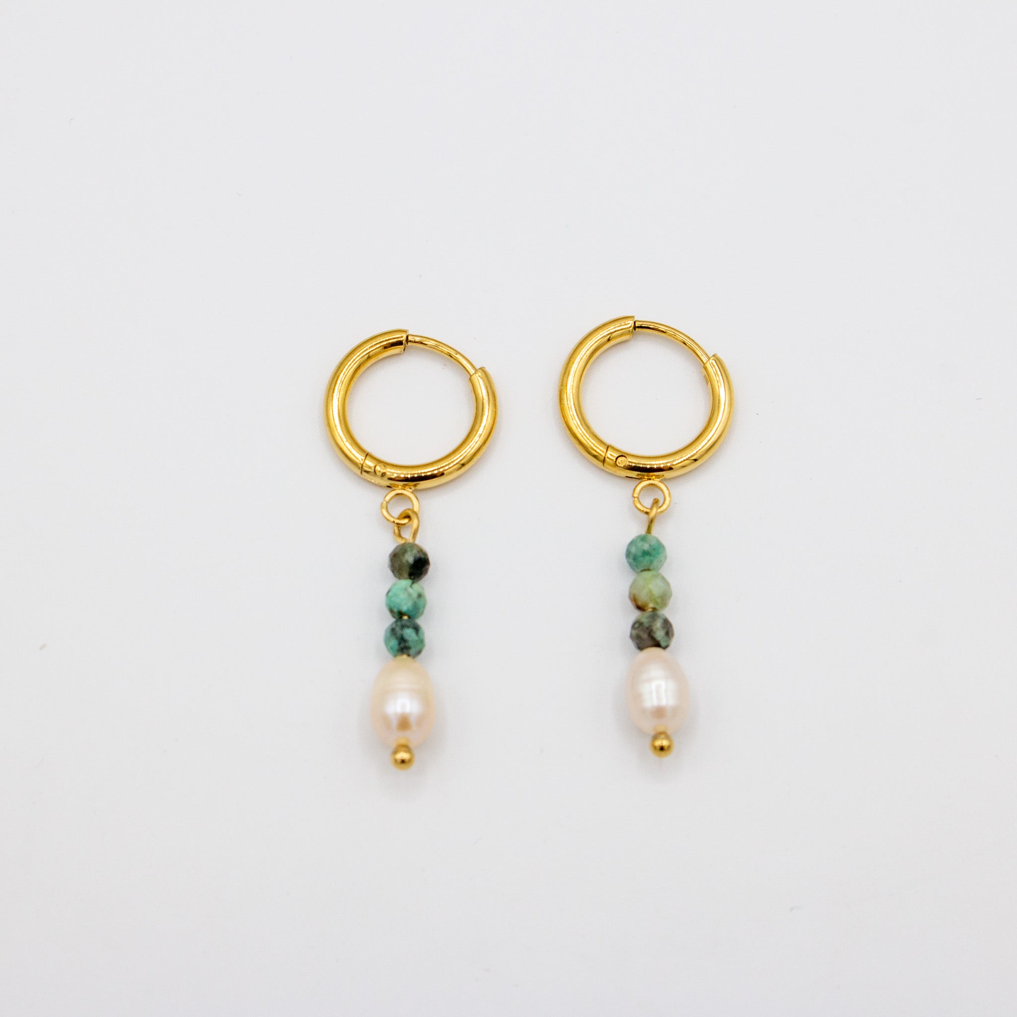 Turquoise + Pearl Dangle Earrings