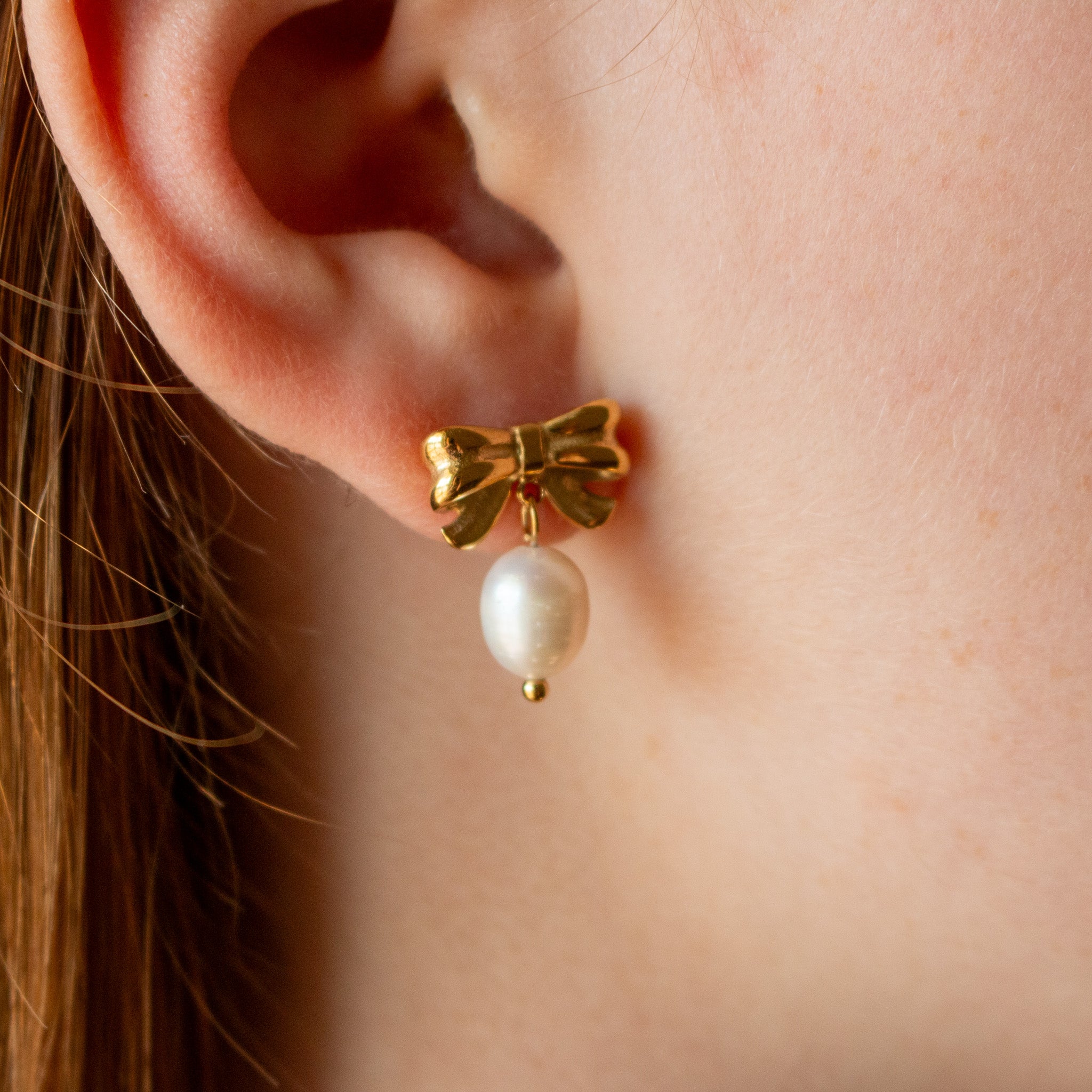 Bow + Fresh Water Pearl Dangle