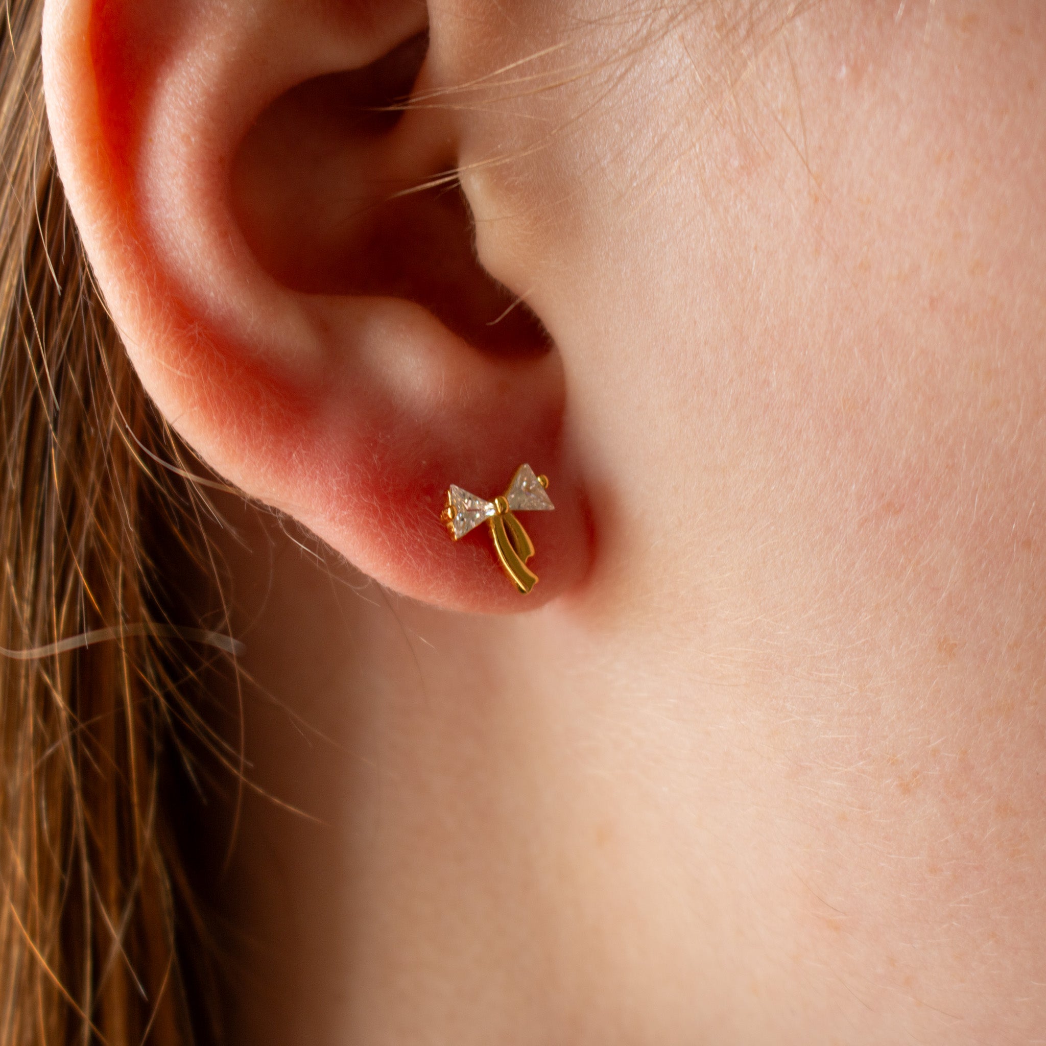 Dainty Bow Sparkle Studs