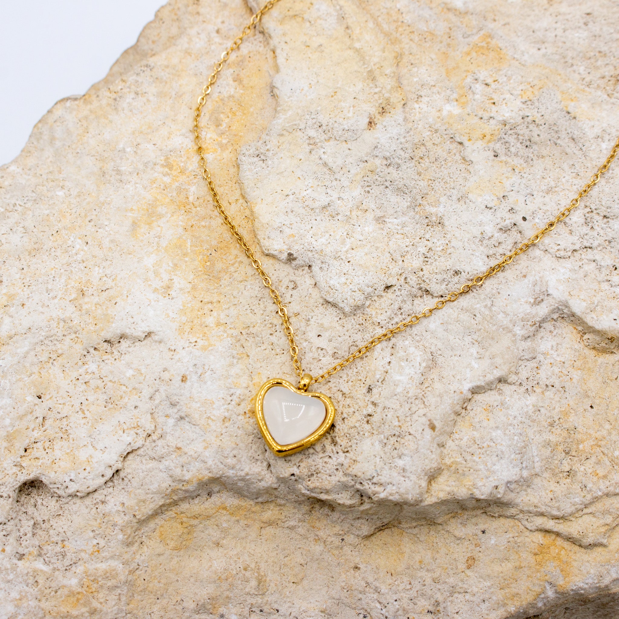 Natural stone heart necklace