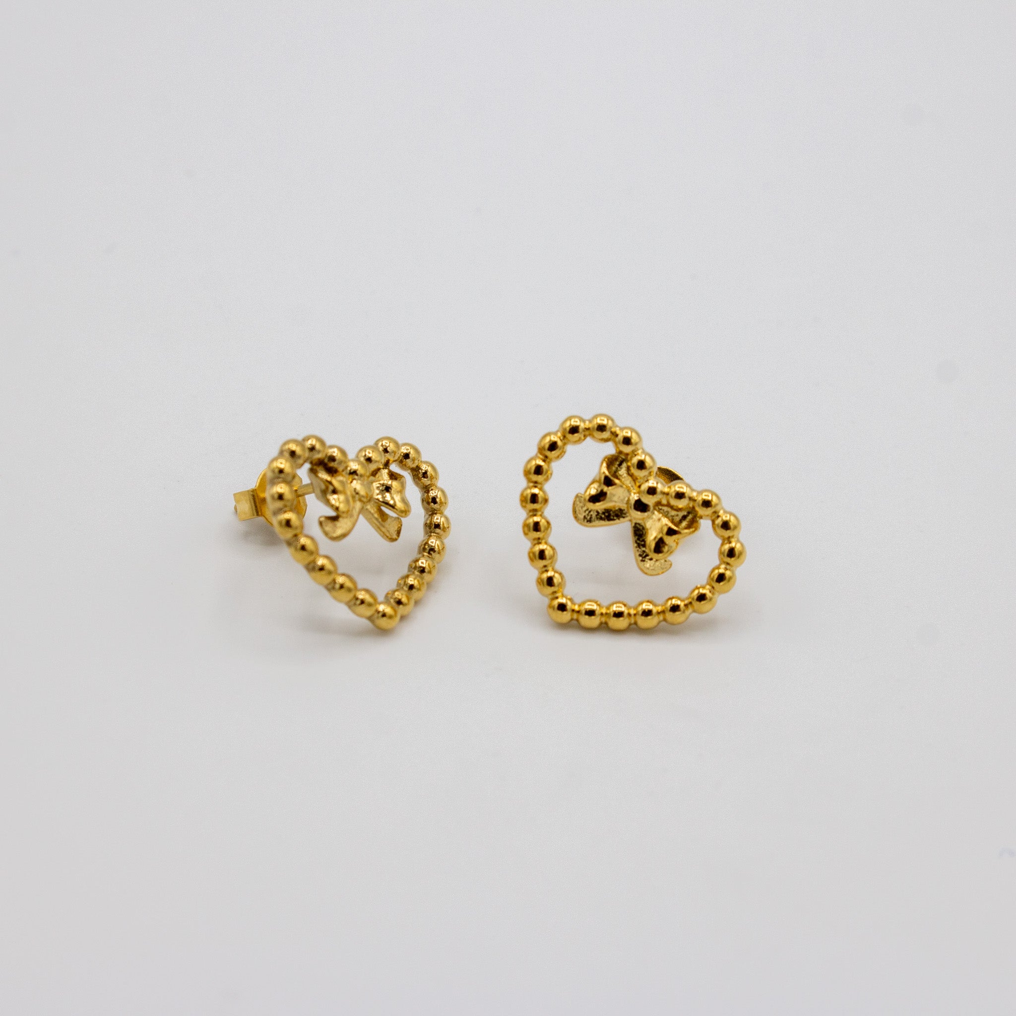 Bow Beaded Heart Studs