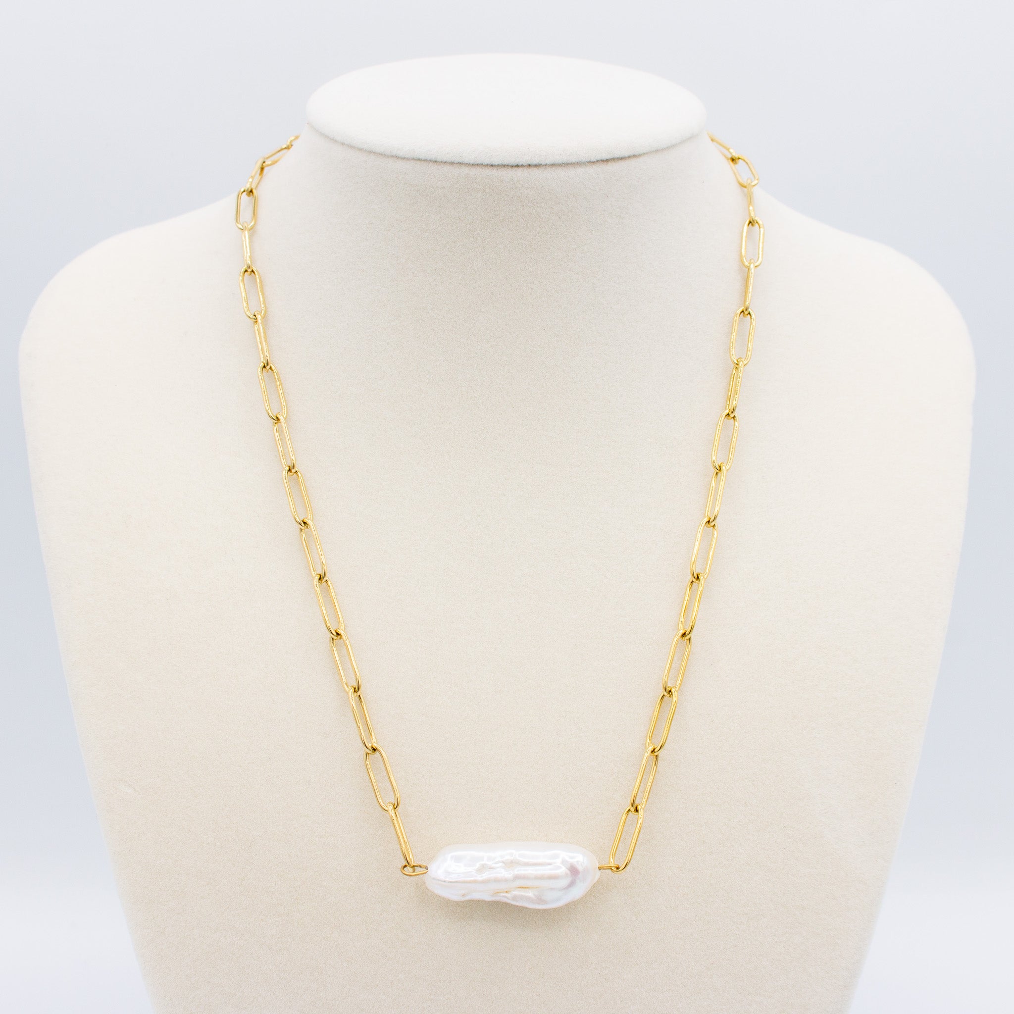 Fresh water pearl paper necklace