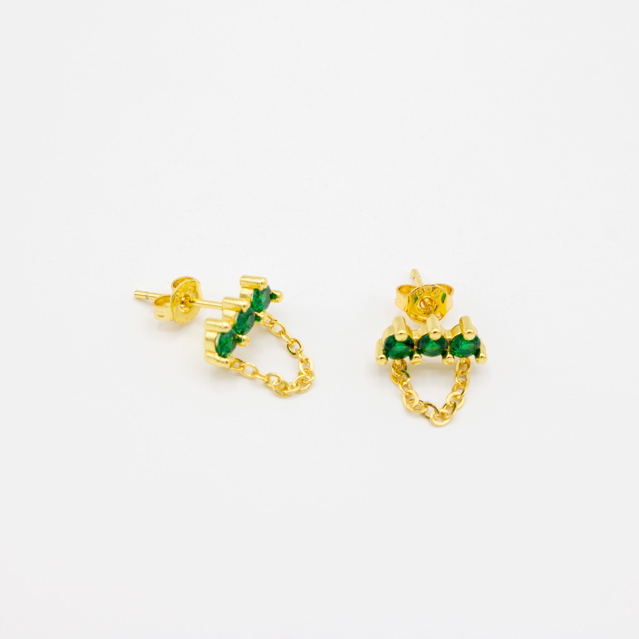 Green Tri Stone Chain Dangle