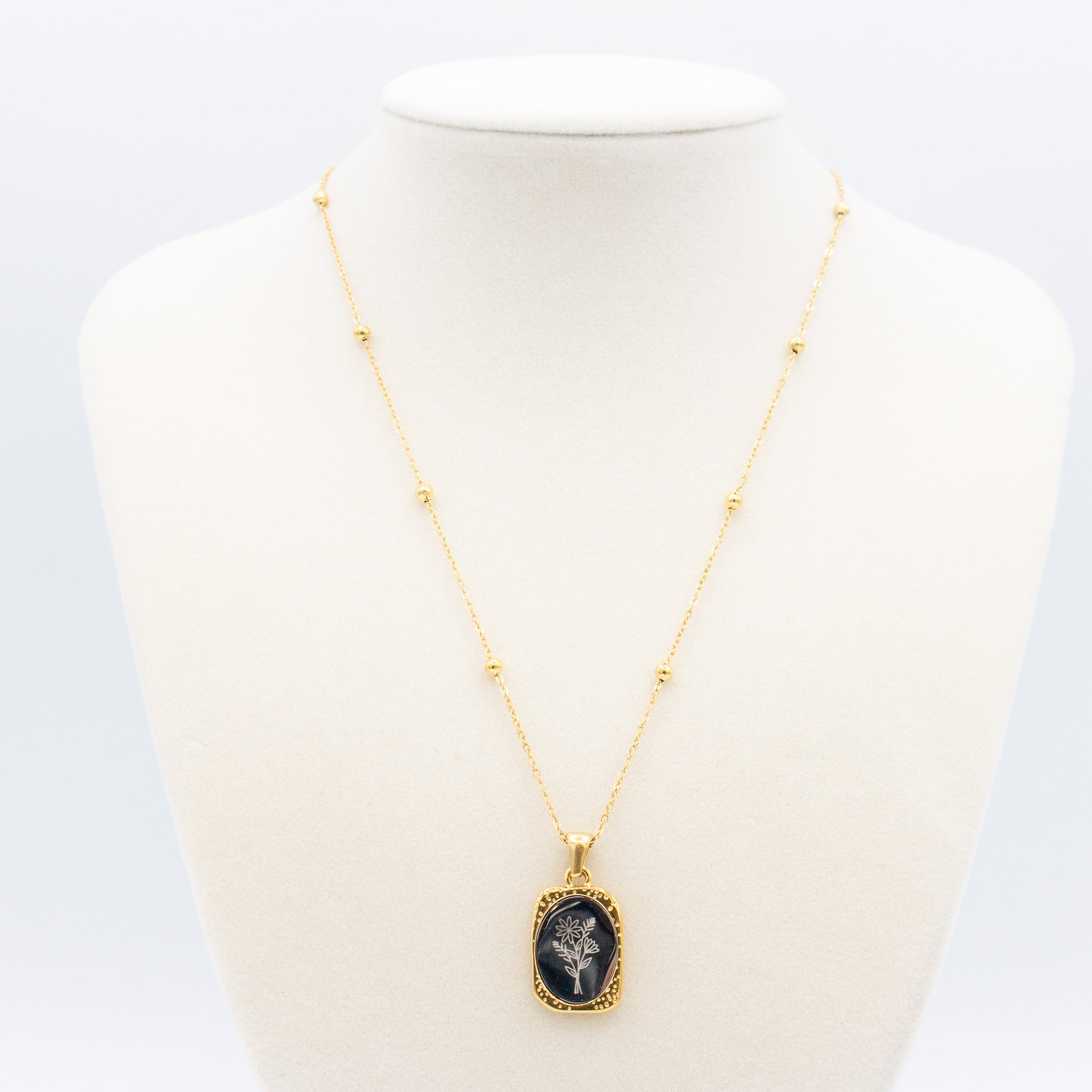 Engraved Flower Necklace