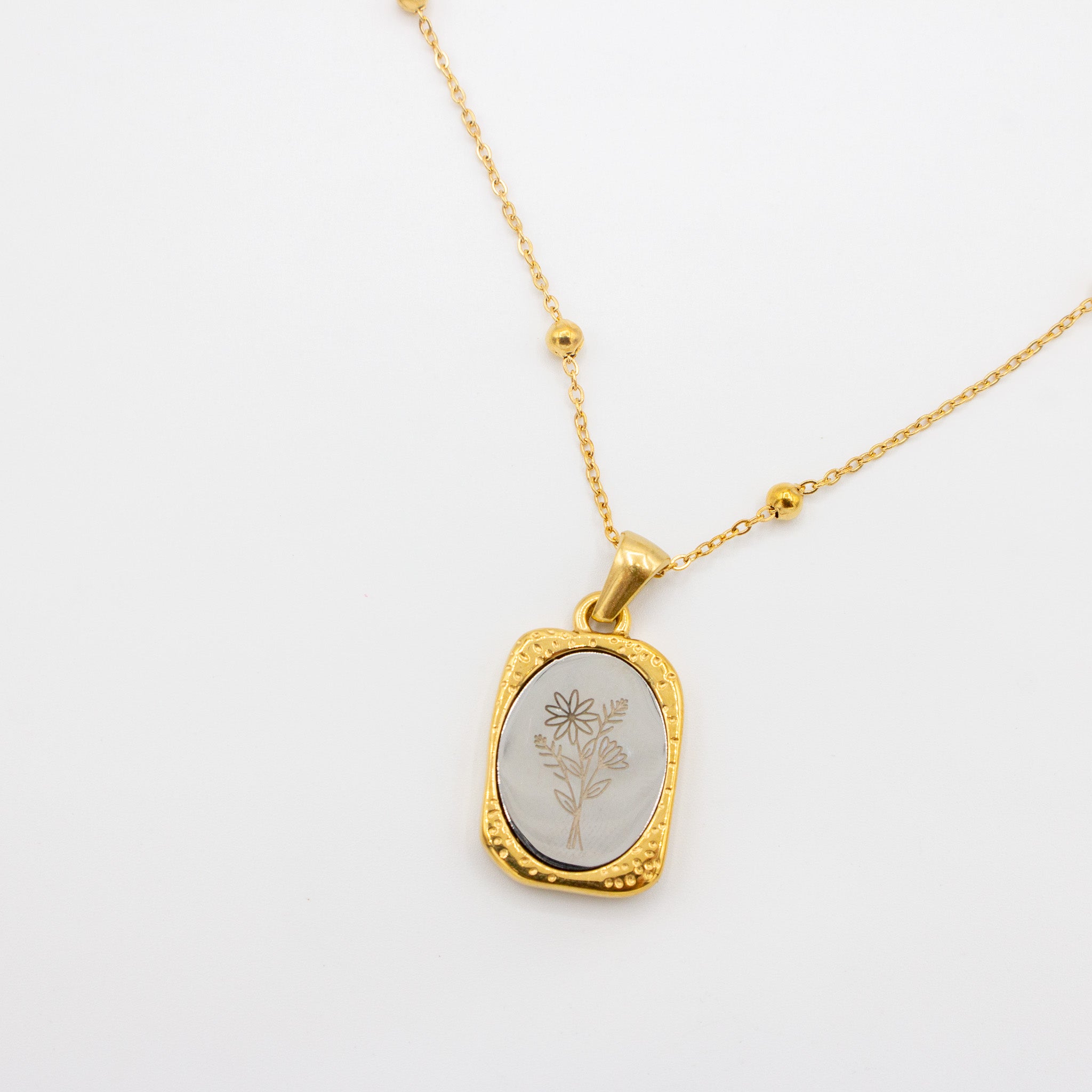 Engraved Flower Necklace