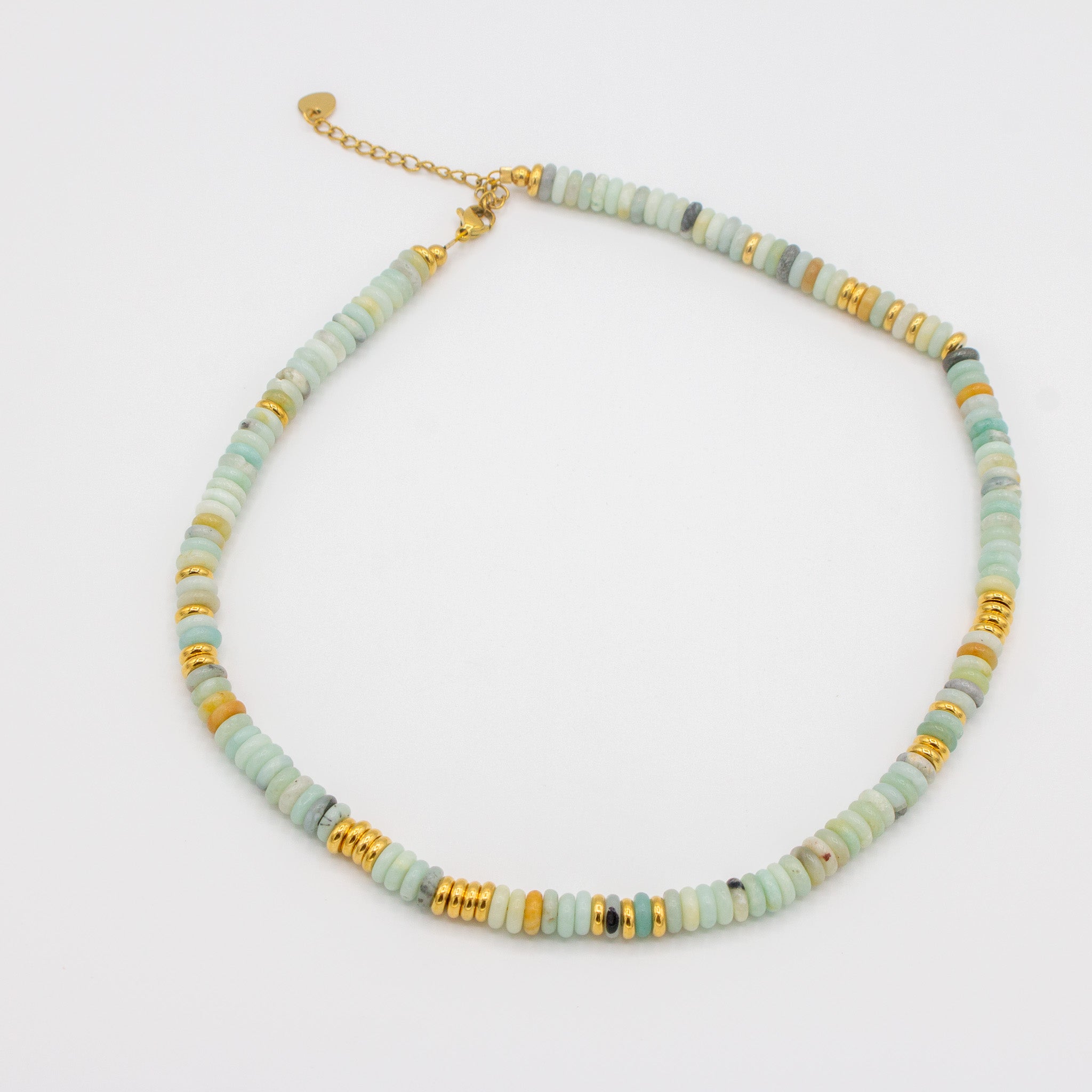 Aqua and Gold Beaded Necklace