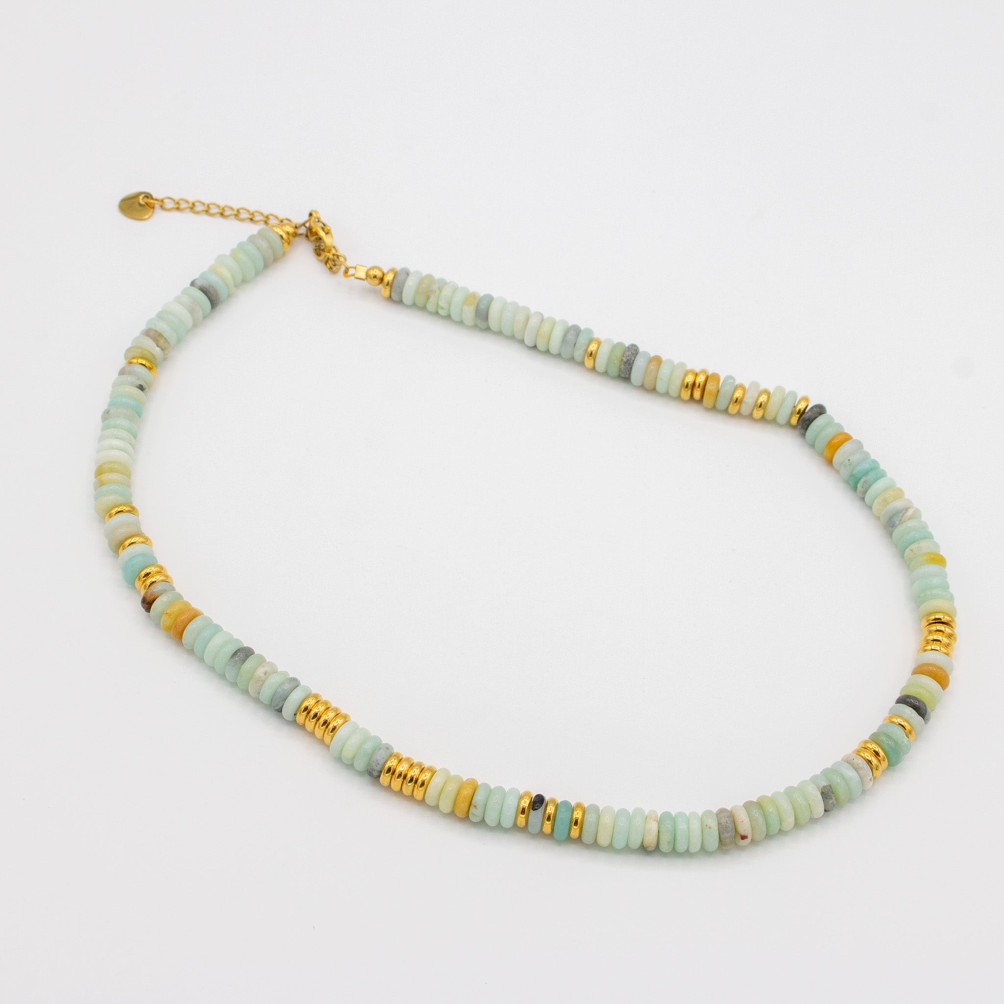 Aqua and Gold Beaded Necklace