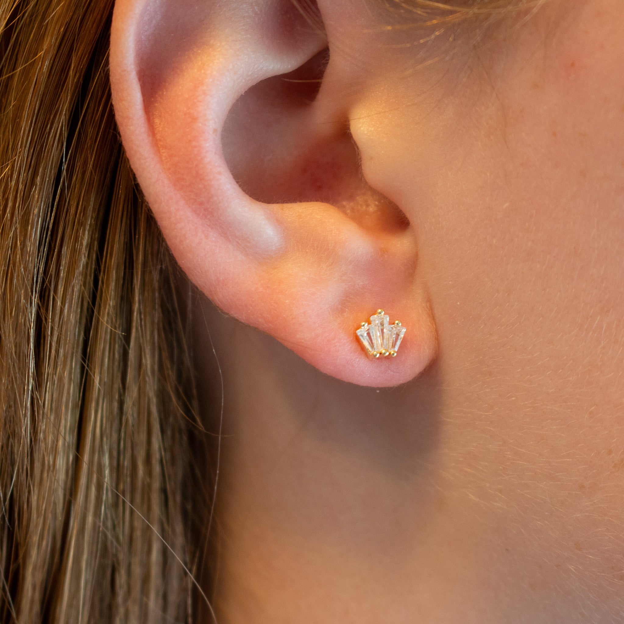 Triple Baguette Studs