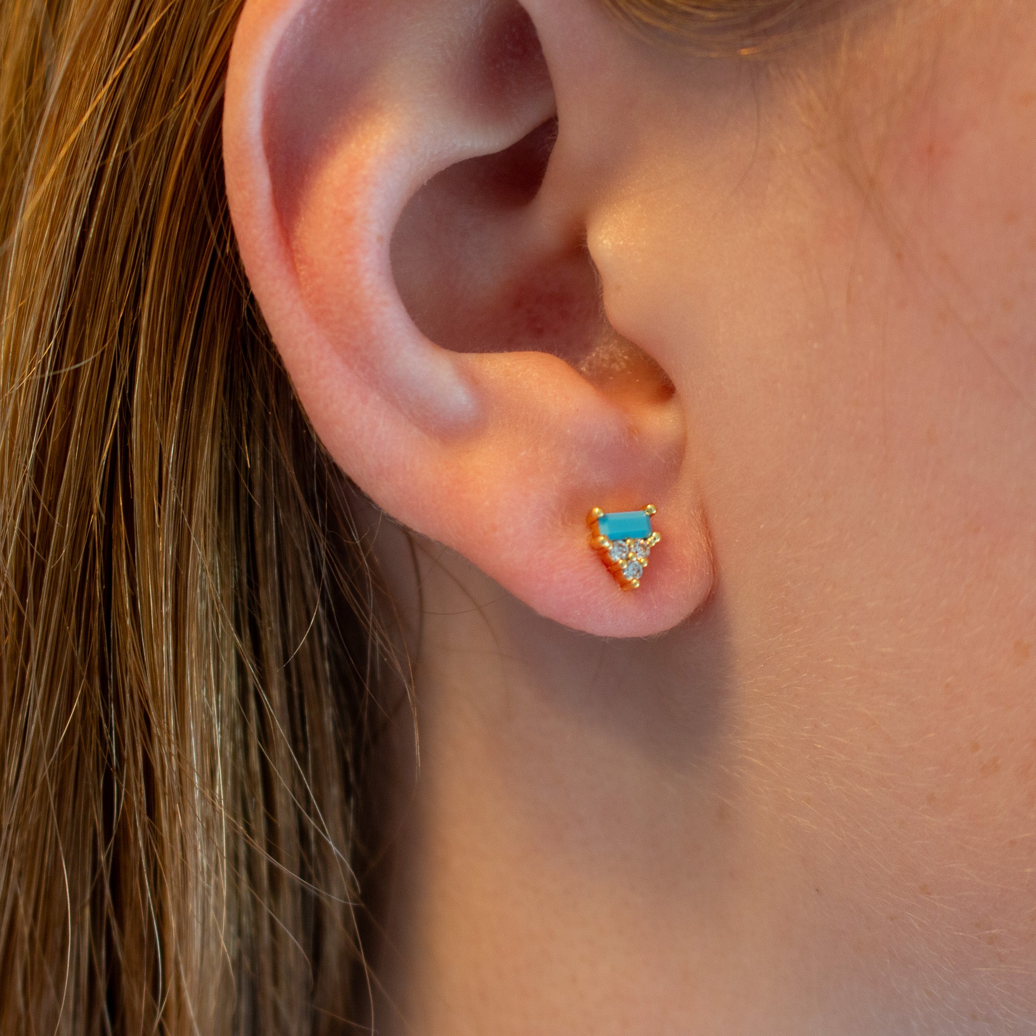 Turquoise Baguette Studs