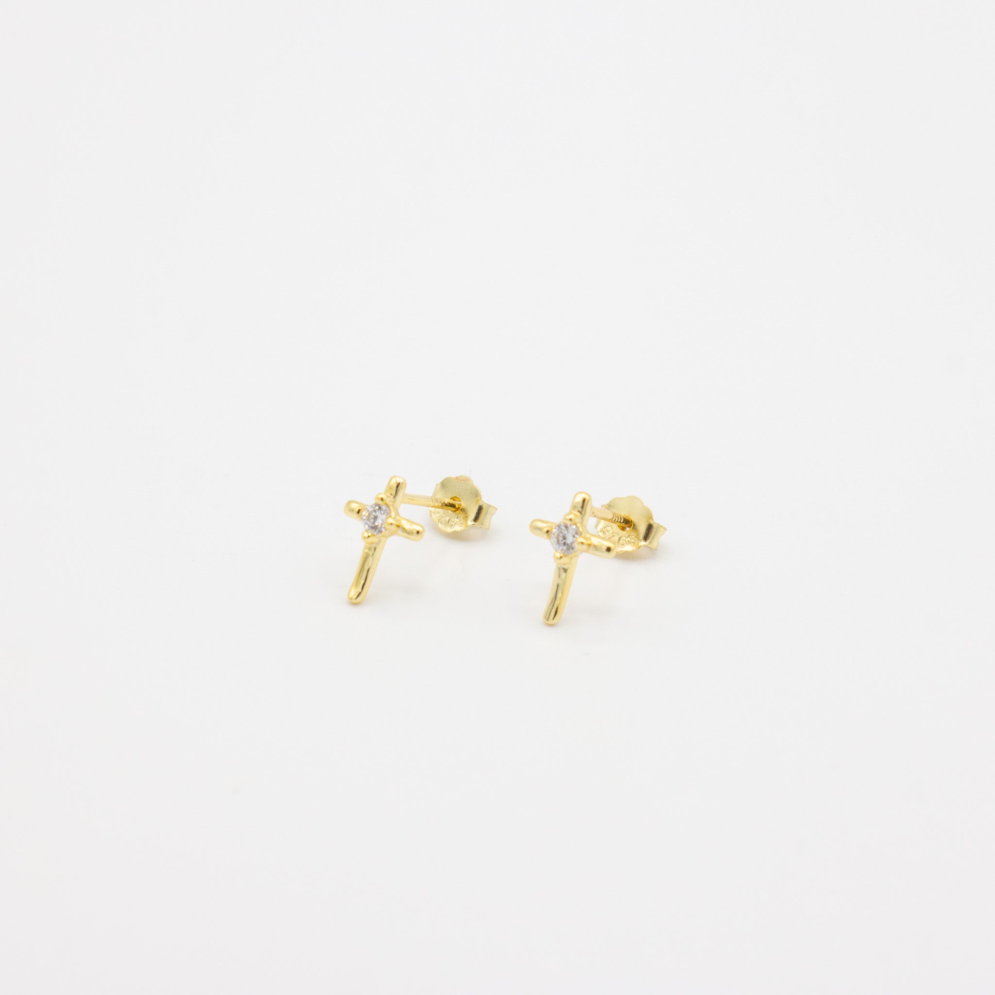 White Thin Cross Studs