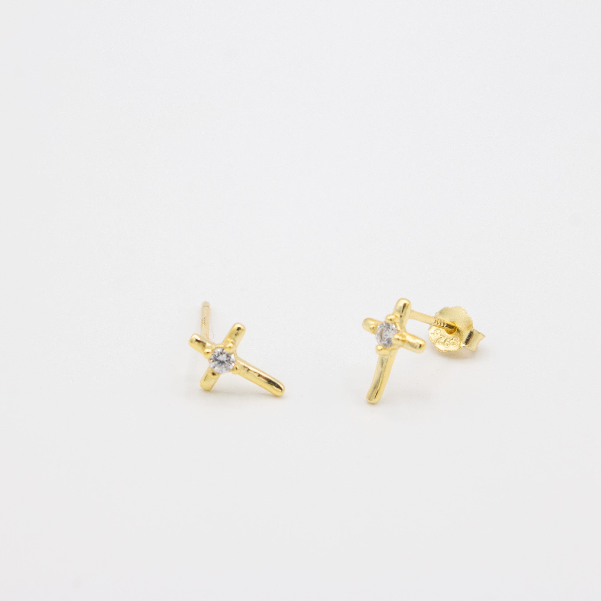 White Thin Cross Studs