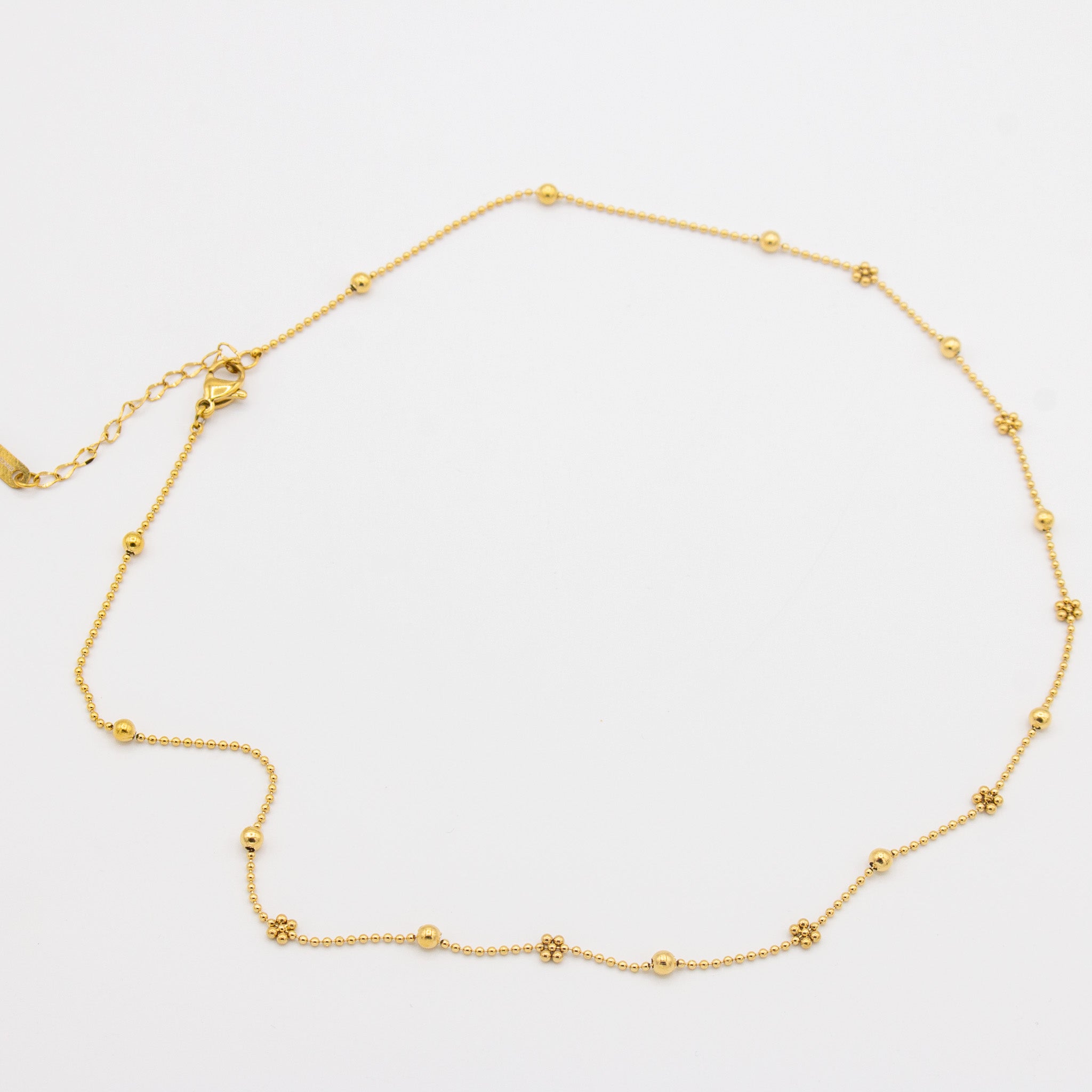 Dainty flower & Circle Beaded Necklace
