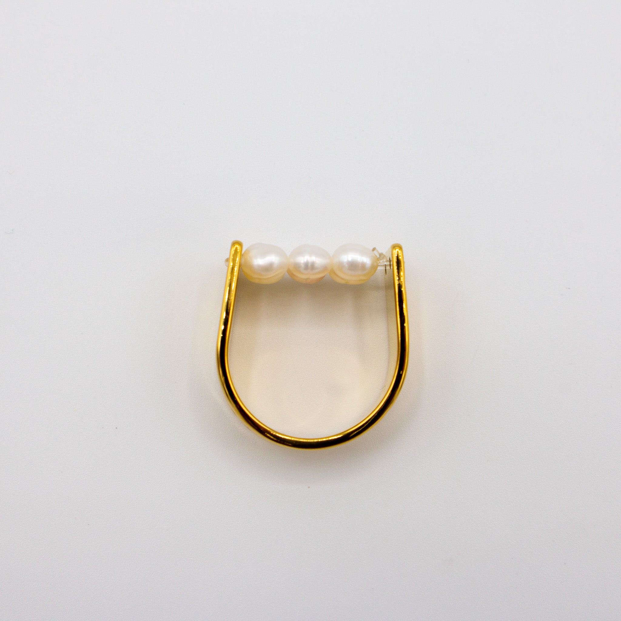 Layered Pearl Hammered Ring